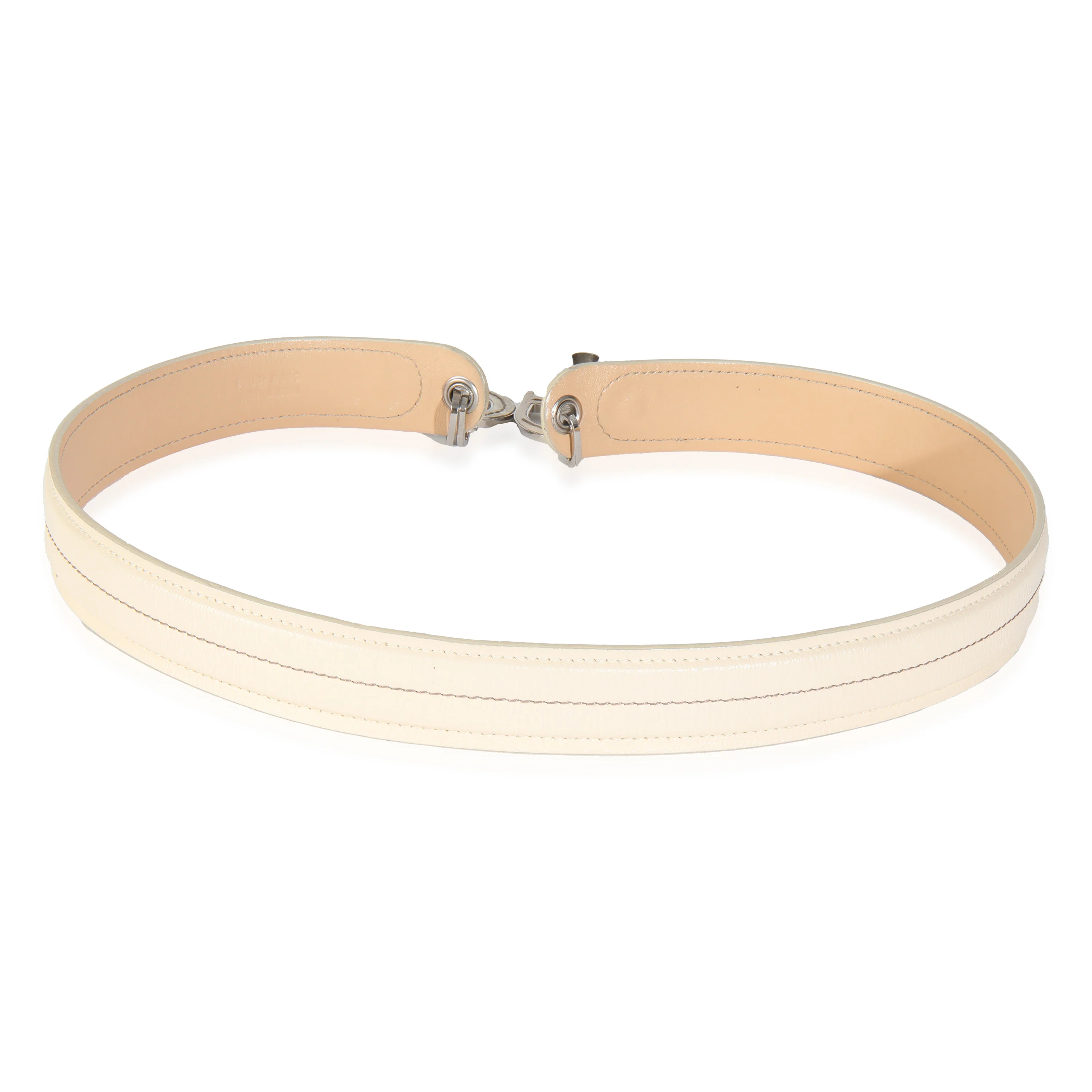 Vintage White Leather CD Charm Waist Belt - Image 2