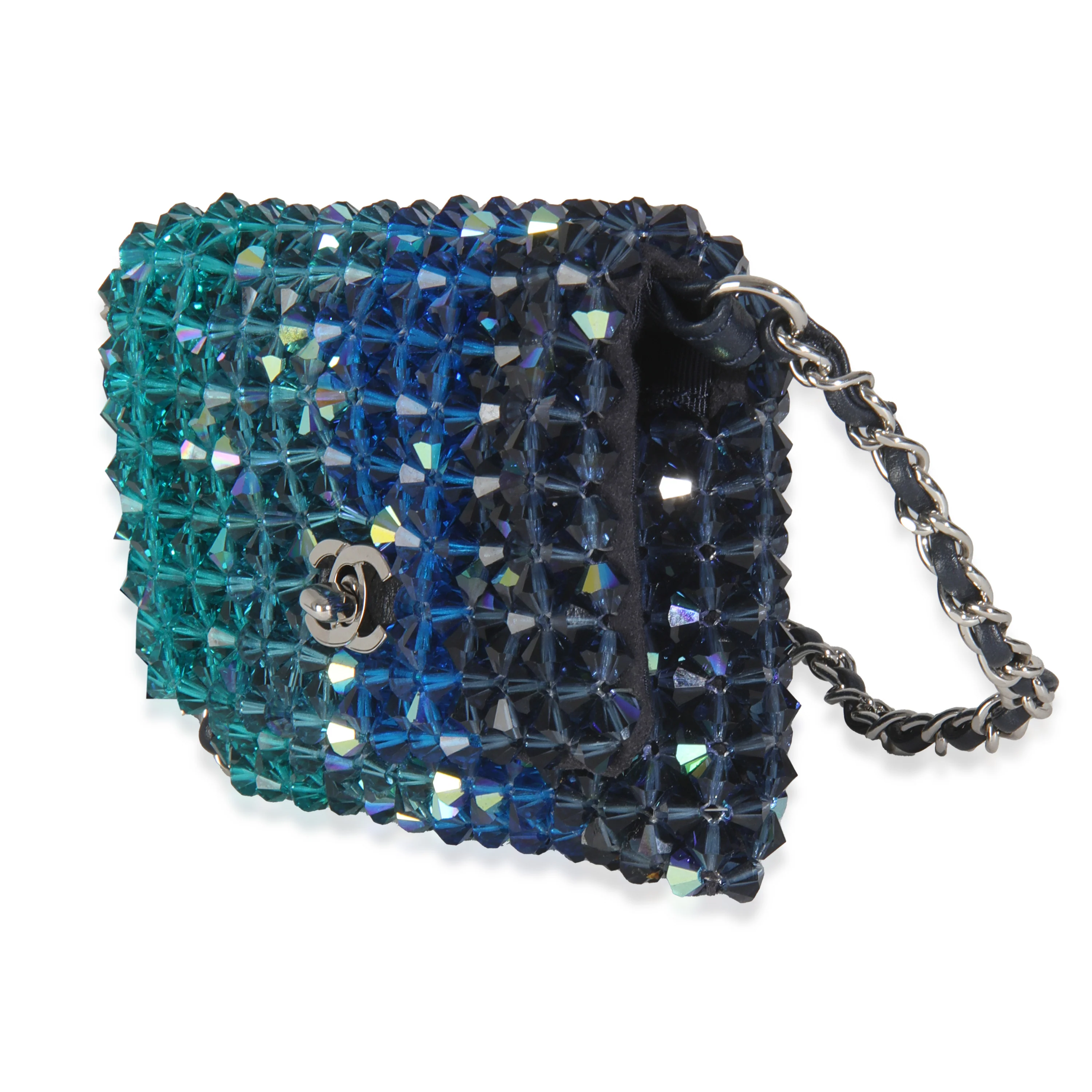 Blue Ombre Beaded Micro Clutch On Chain - Image 2