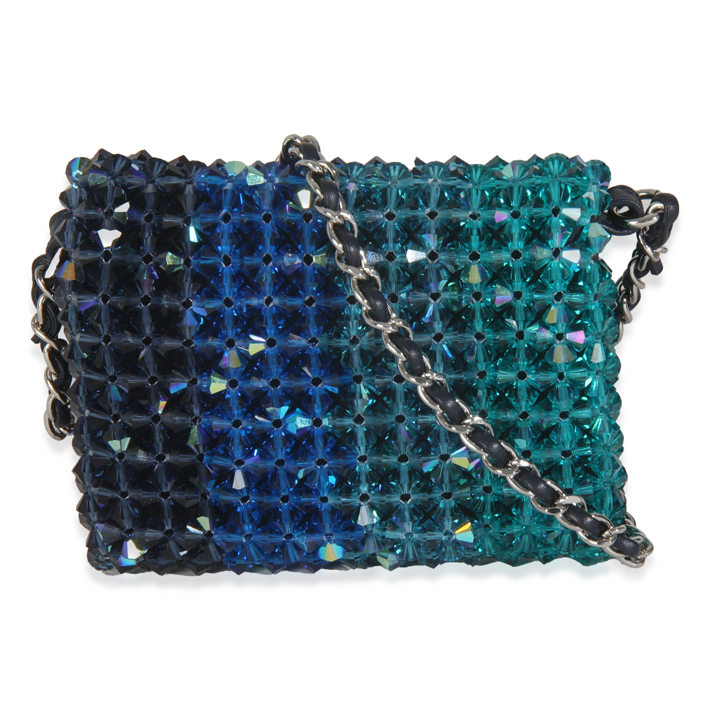 Blue Ombre Beaded Micro Clutch On Chain - Image 4