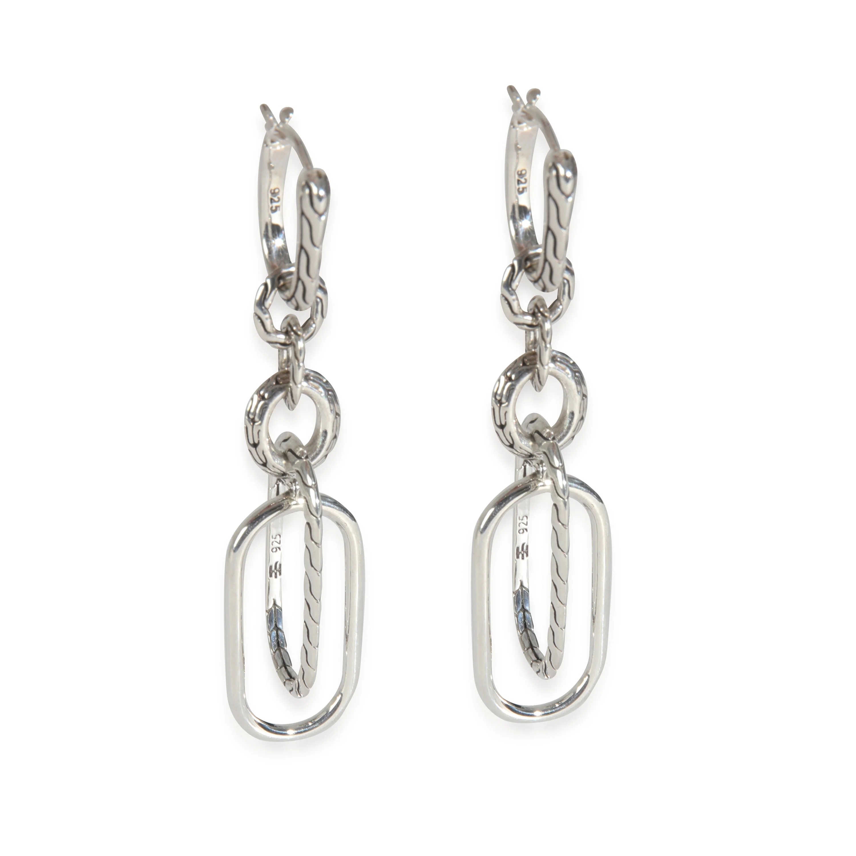 Sterling Silver Classic Chain Asymmetrical Earrings - Image 2