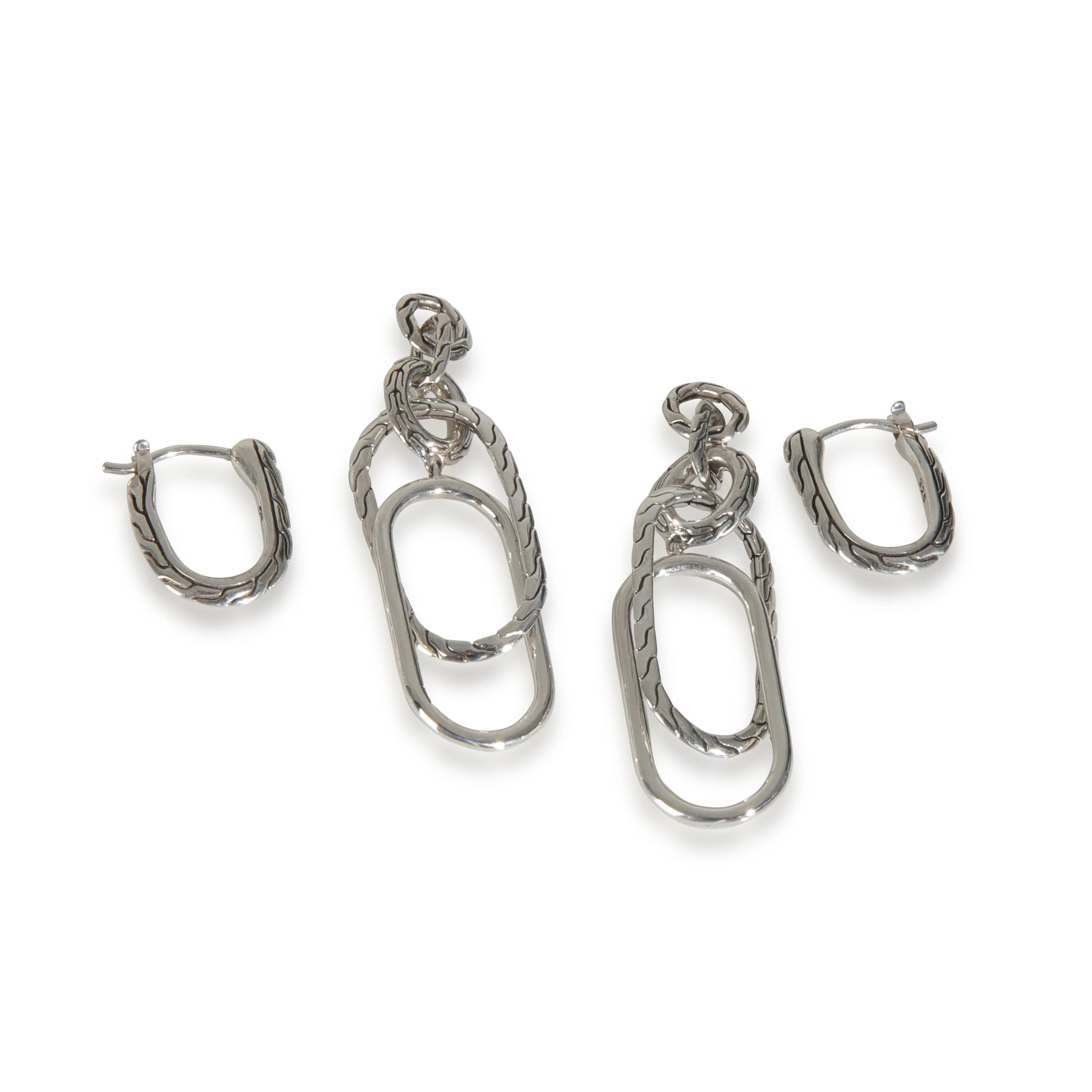 Sterling Silver Classic Chain Asymmetrical Earrings - Image 5