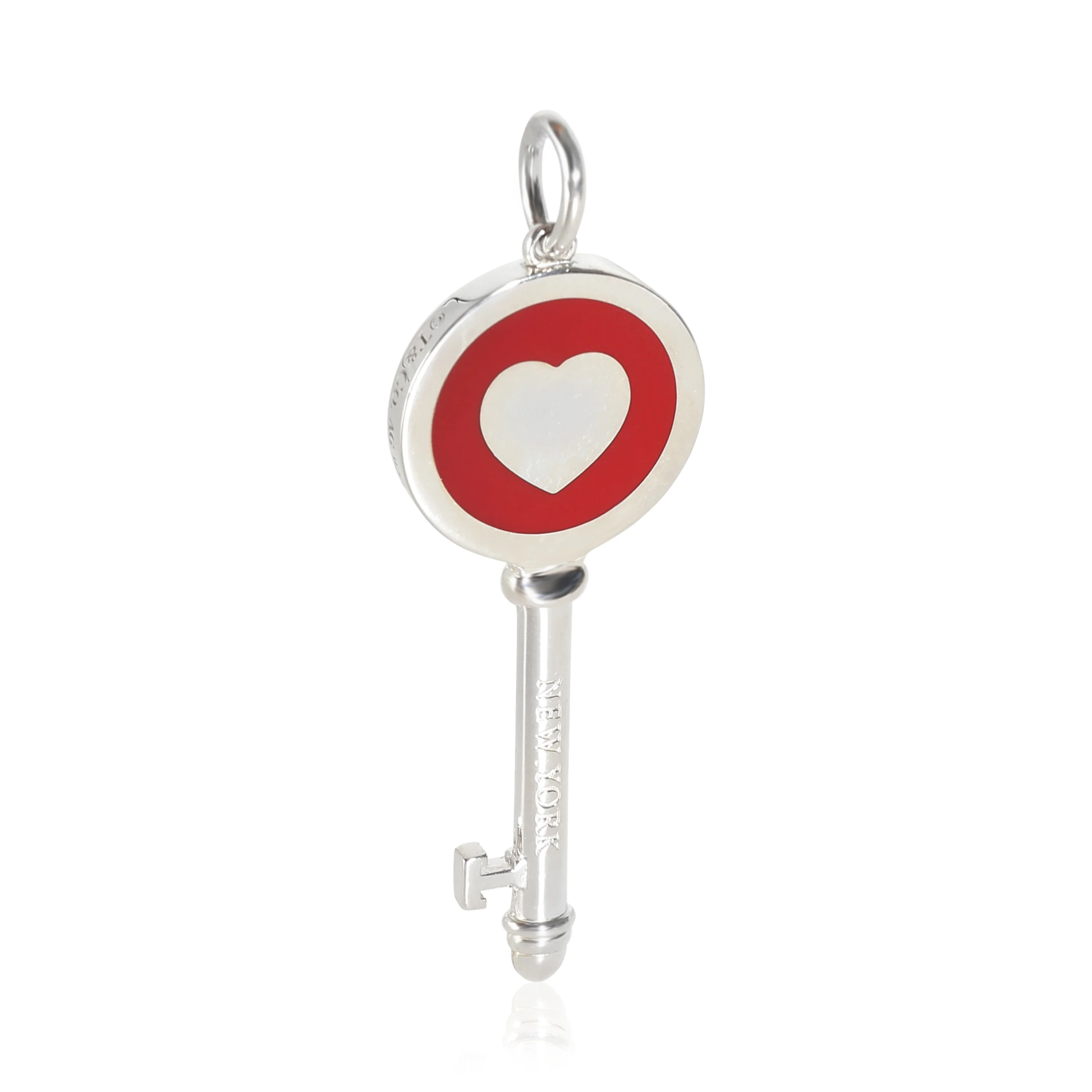Sterling Silver  Red Enamel Heart Key Pendant - Image 3