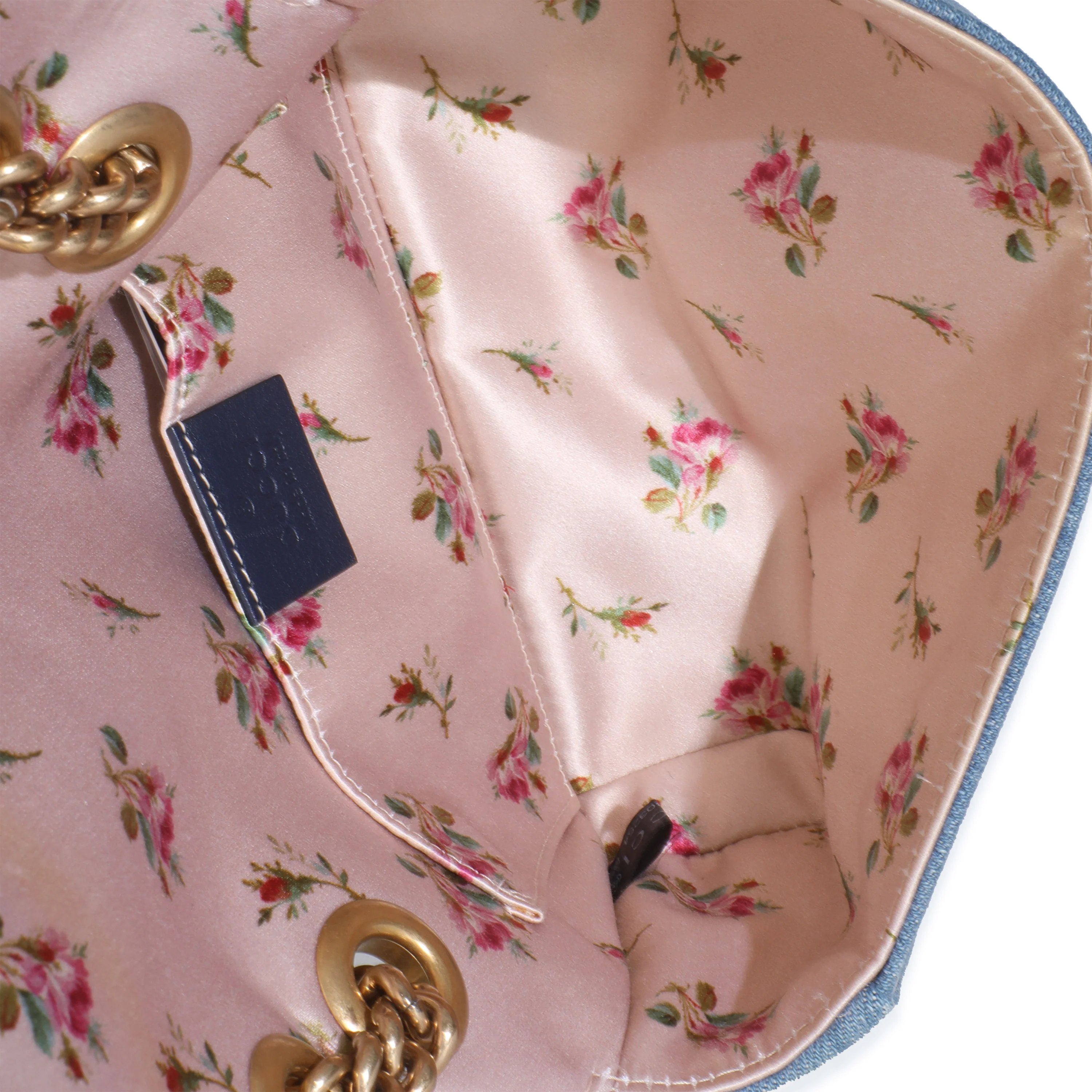 Blue Matelasse Denim GG Marmont Pearly Shoulder Bag - Image 9