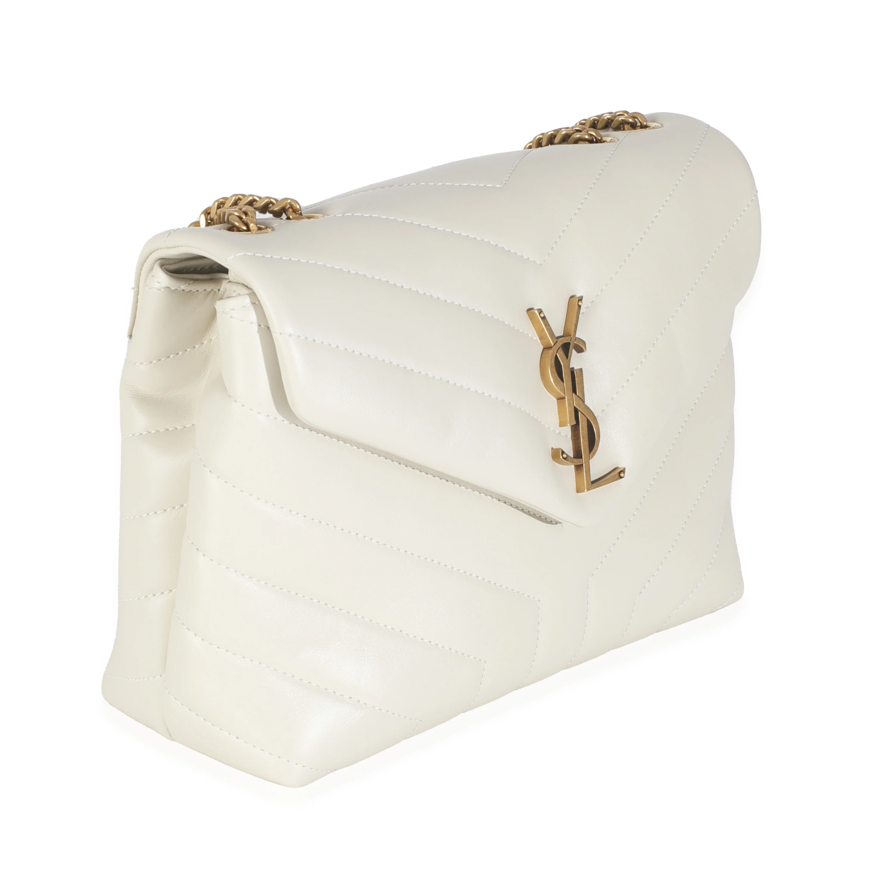Crema Soft Calfskin Y Quilted Small Loulou Chain Satchel - Image 3