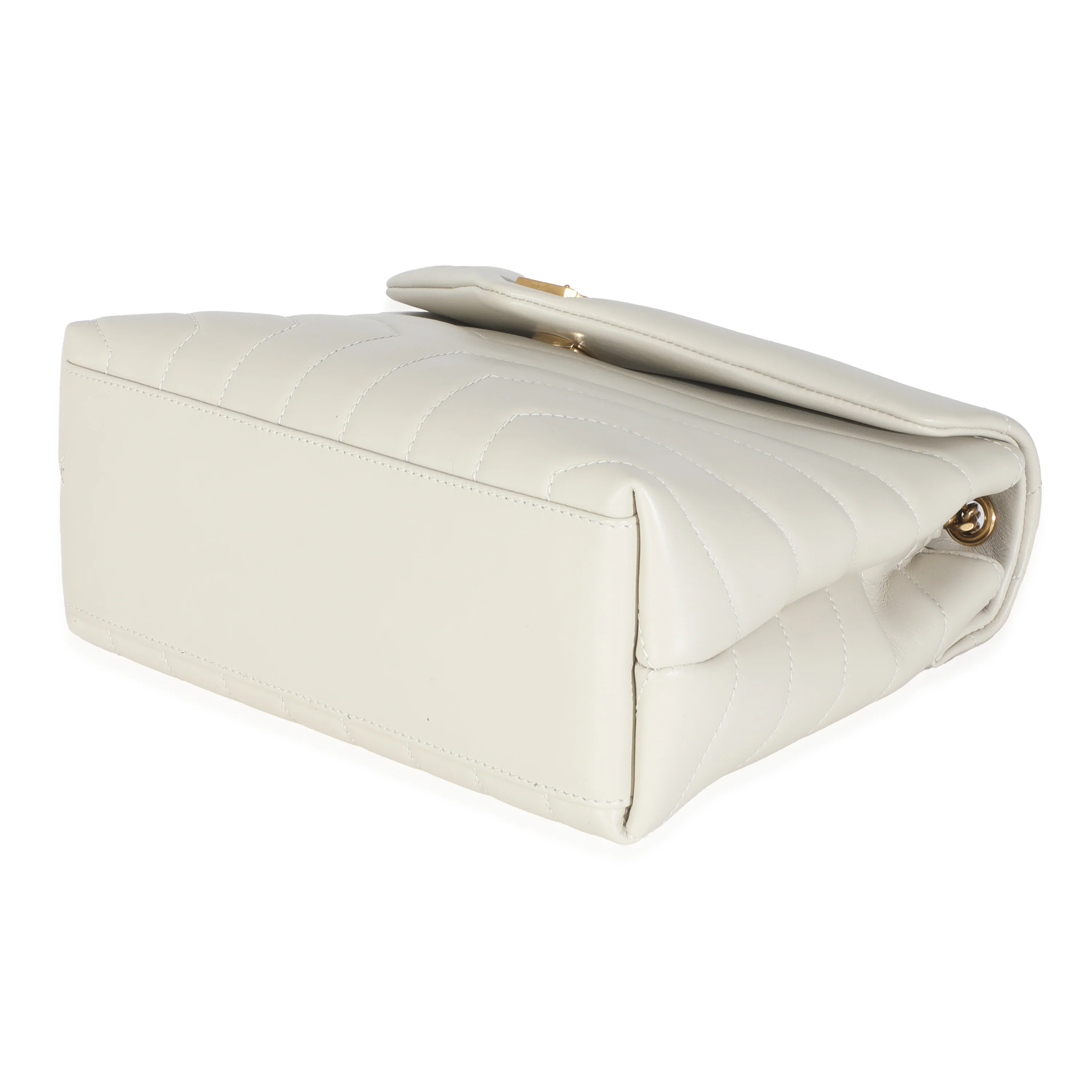 Crema Soft Calfskin Y Quilted Small Loulou Chain Satchel - Image 7