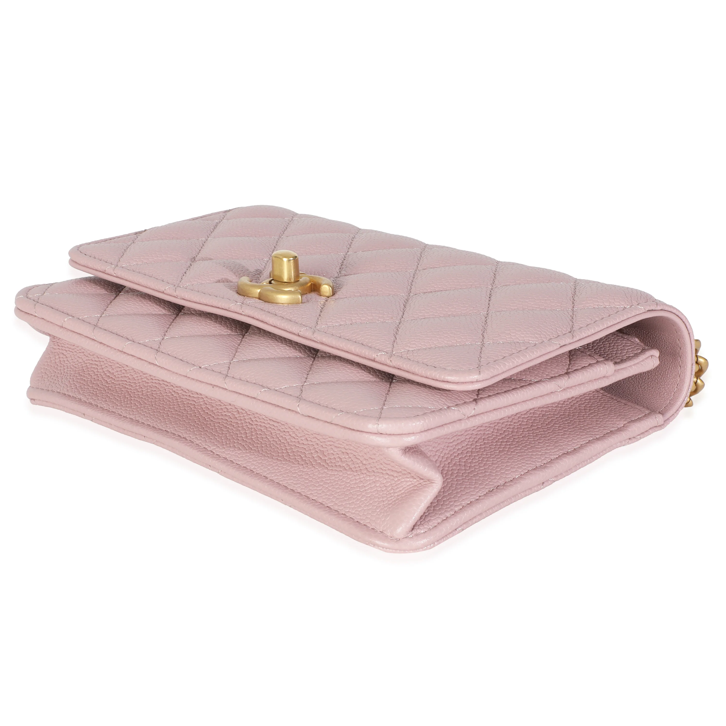 Pink Quilted Caviar Sweetheart Wallet On Chain - Image 5
