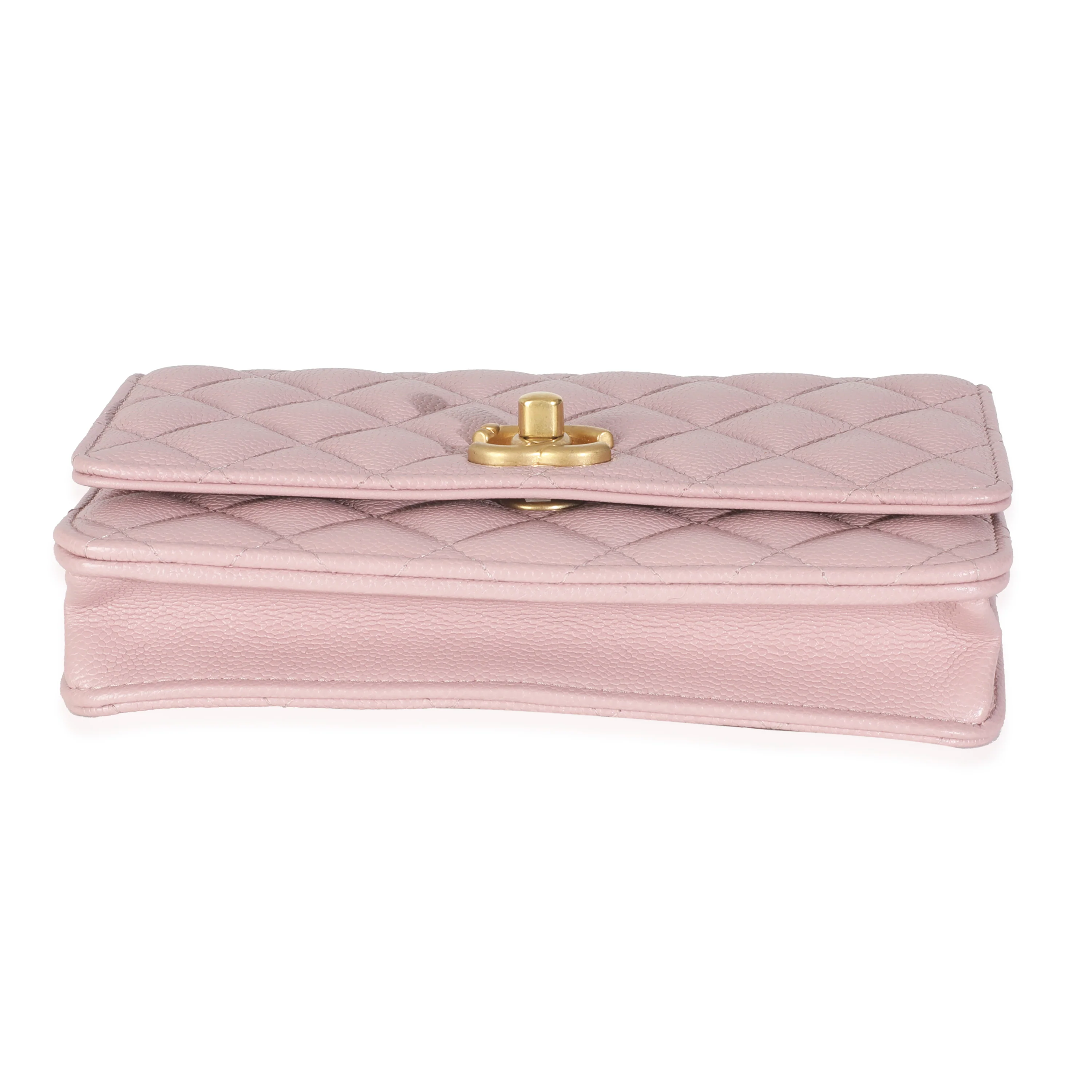 Pink Quilted Caviar Sweetheart Wallet On Chain - Image 6