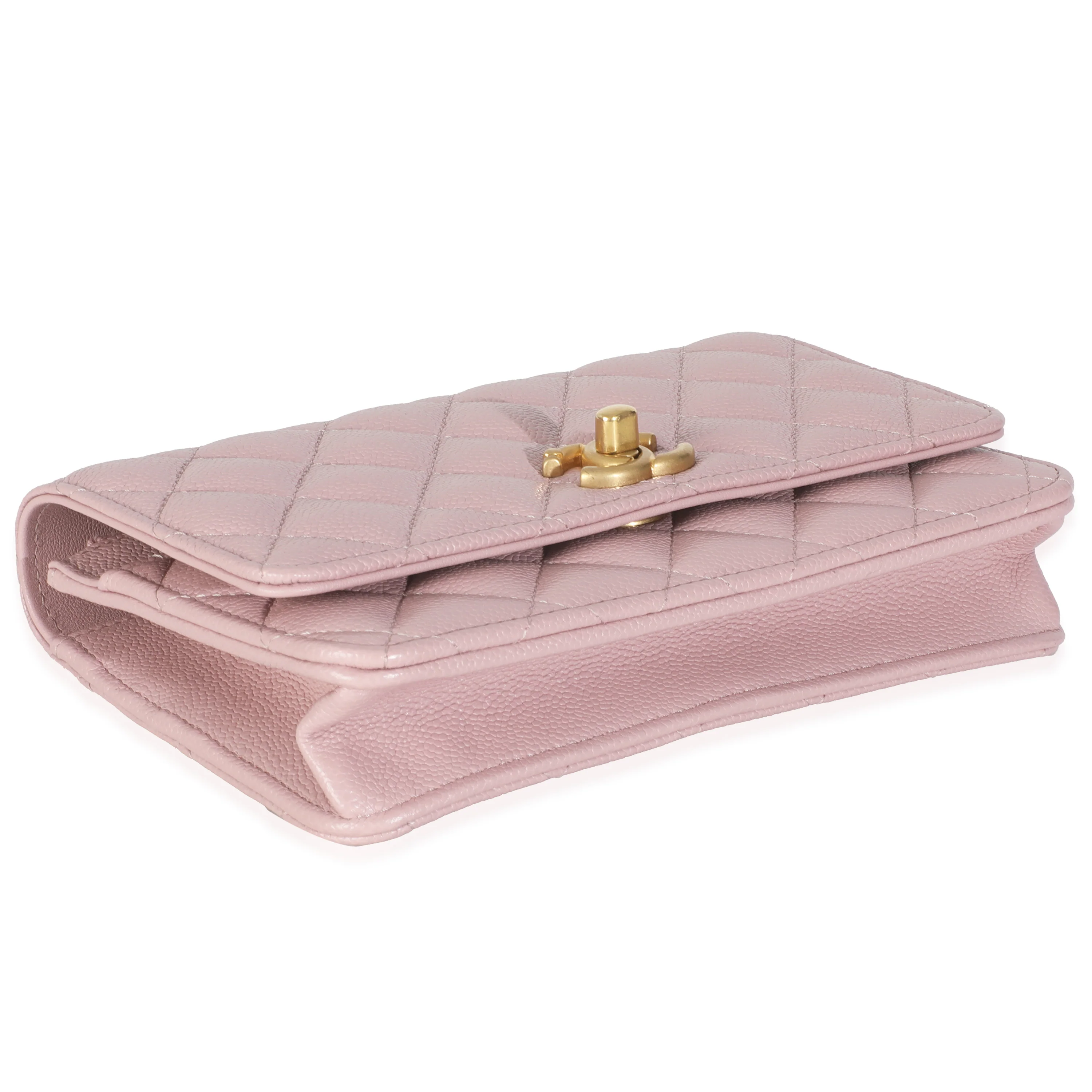 Pink Quilted Caviar Sweetheart Wallet On Chain - Image 7