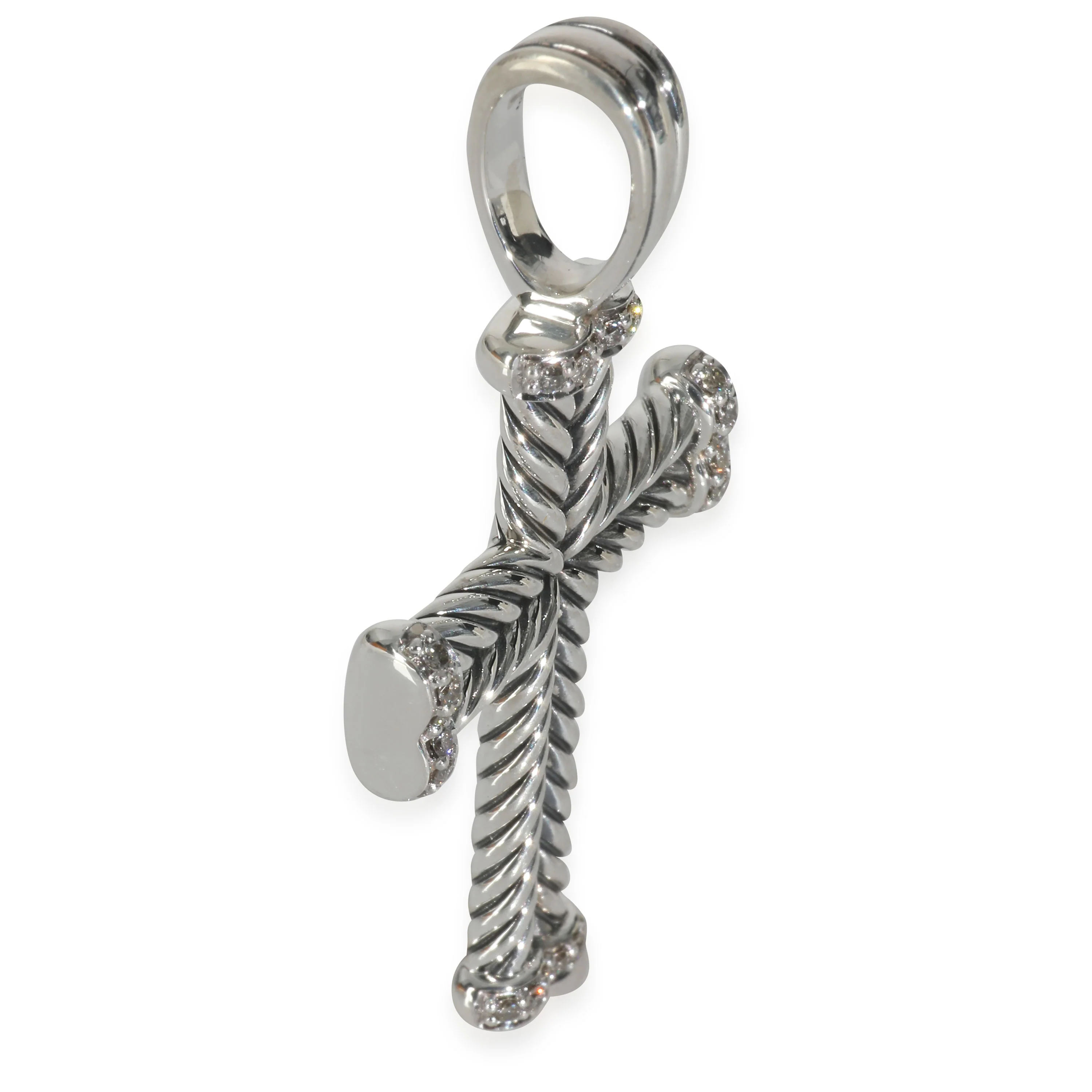 Sterling Silver Diamond Chevron Cross Pendant - Image 2