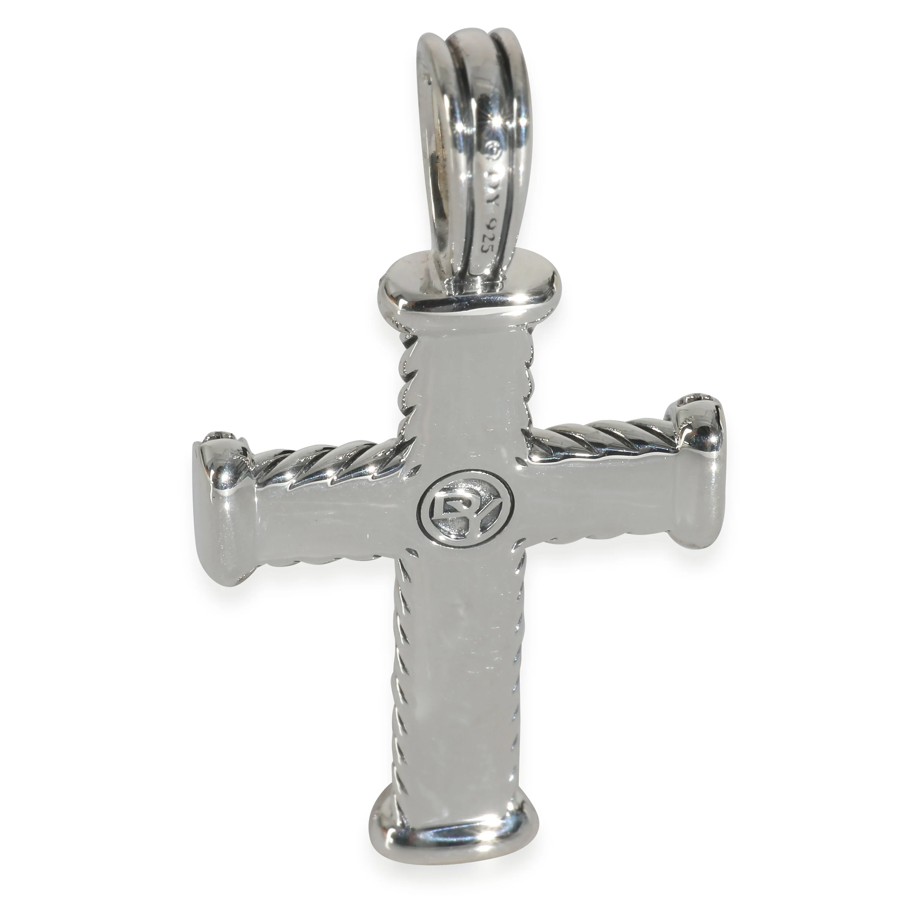 Sterling Silver Diamond Chevron Cross Pendant - Image 3