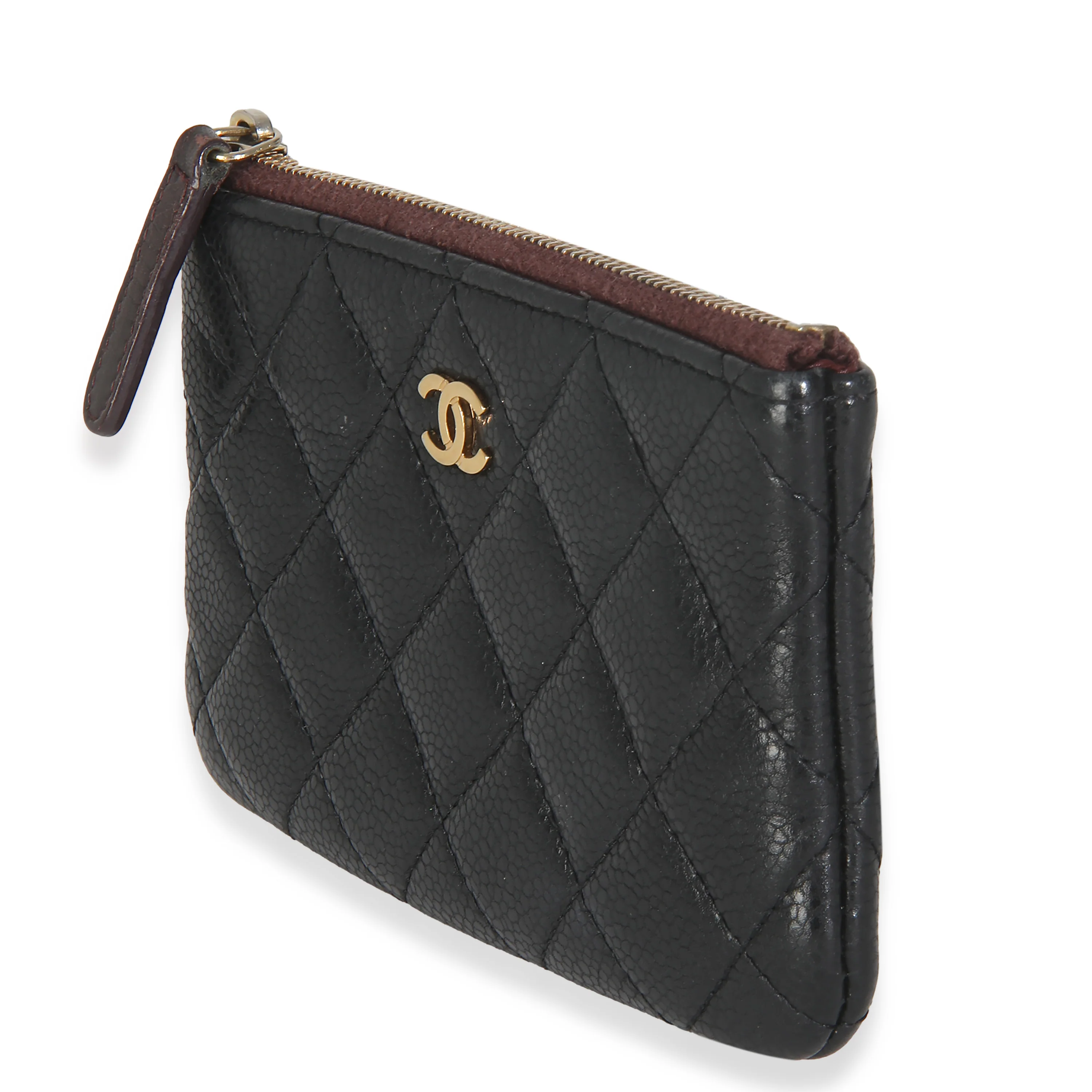 Black Quilted Caviar Small Cosmetic Case - Image 2