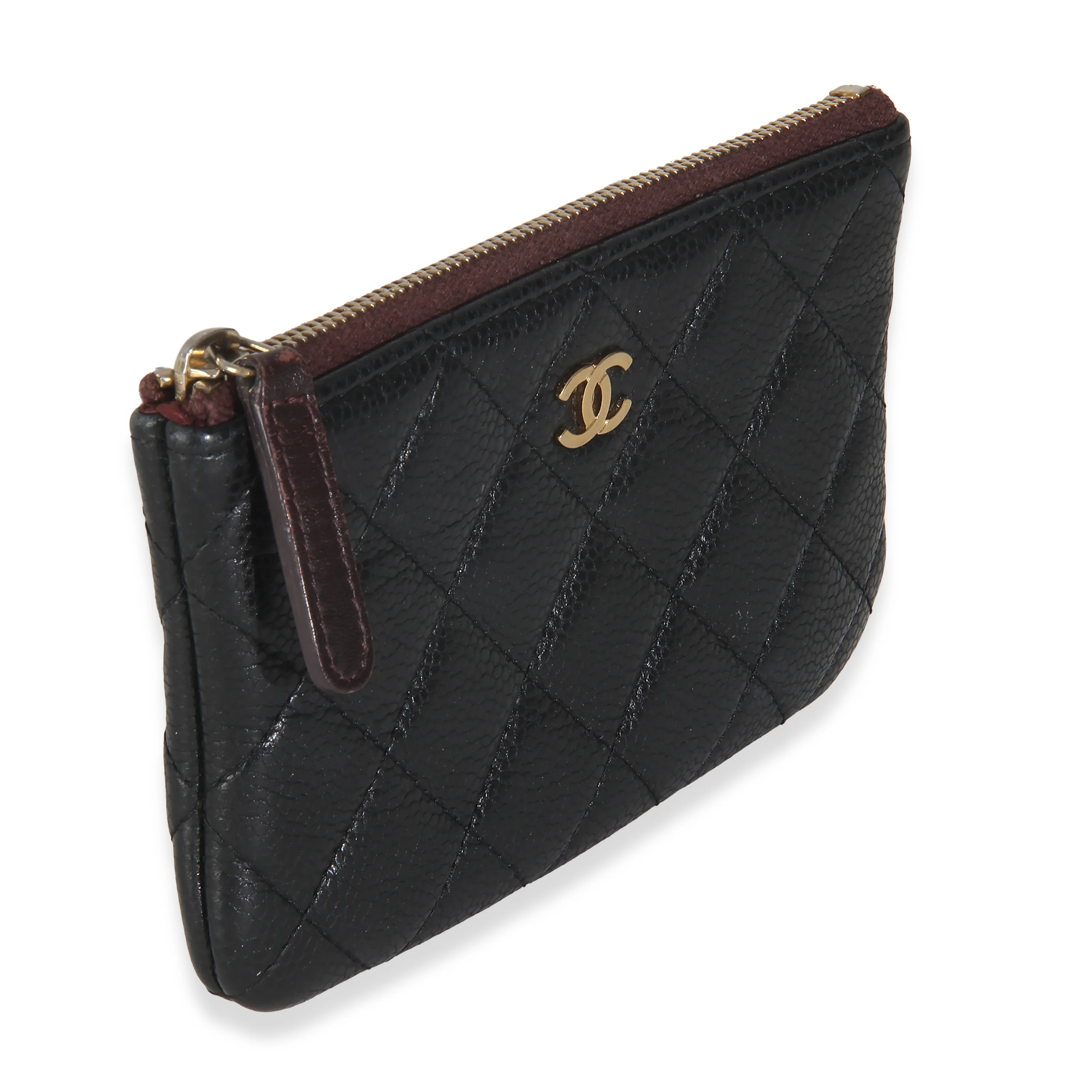 Black Quilted Caviar Small Cosmetic Case - Image 3