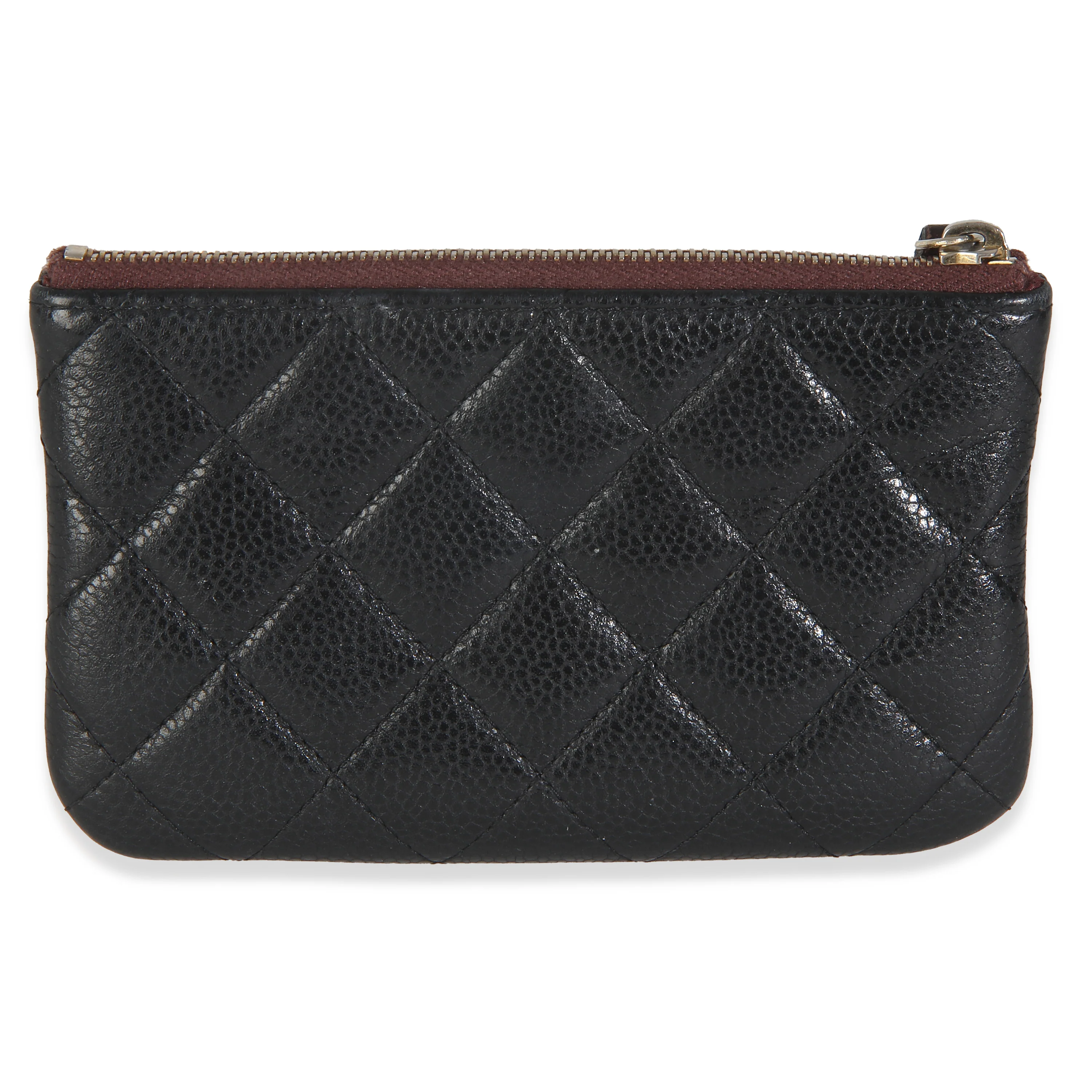 Black Quilted Caviar Small Cosmetic Case - Image 4