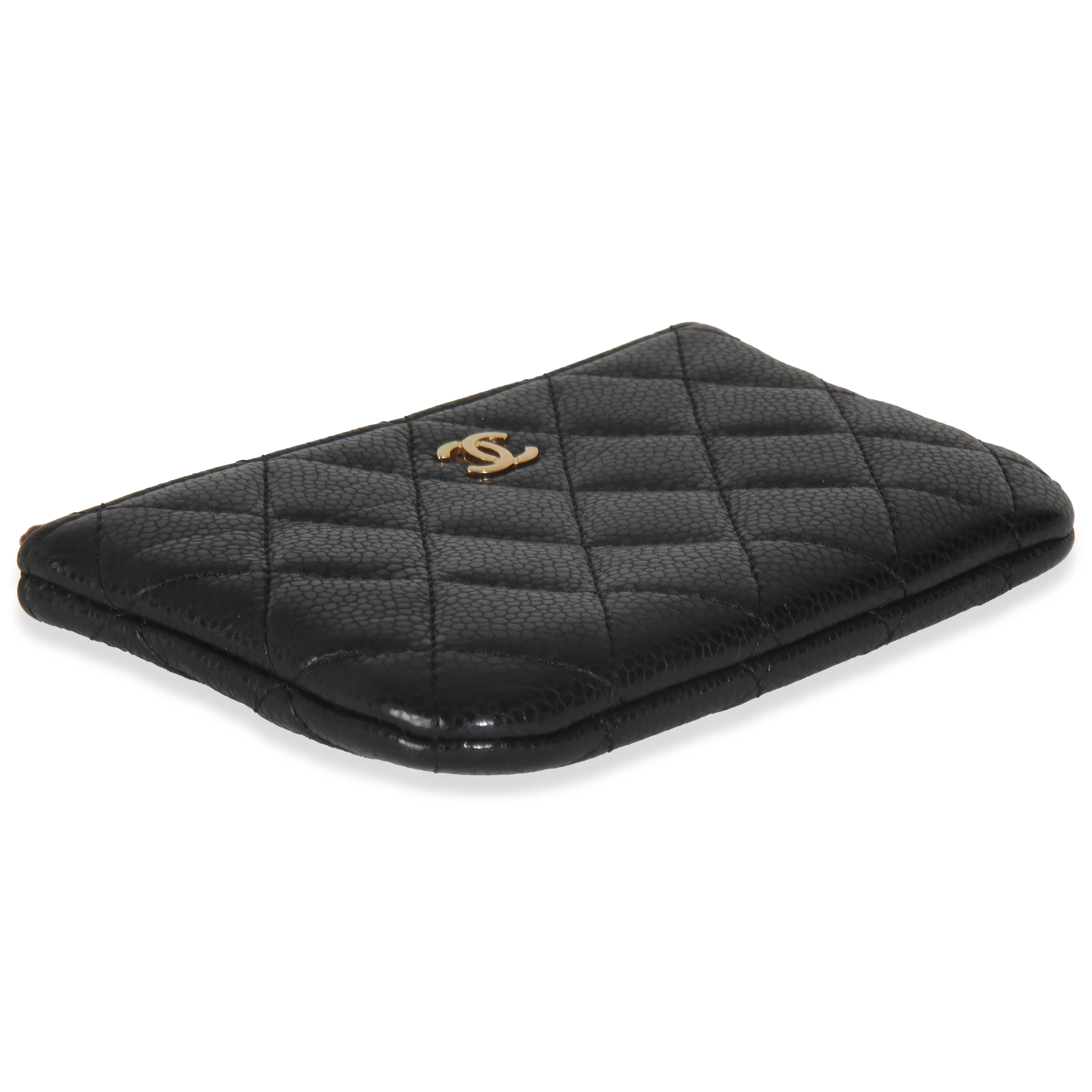 Black Quilted Caviar Small Cosmetic Case - Image 5