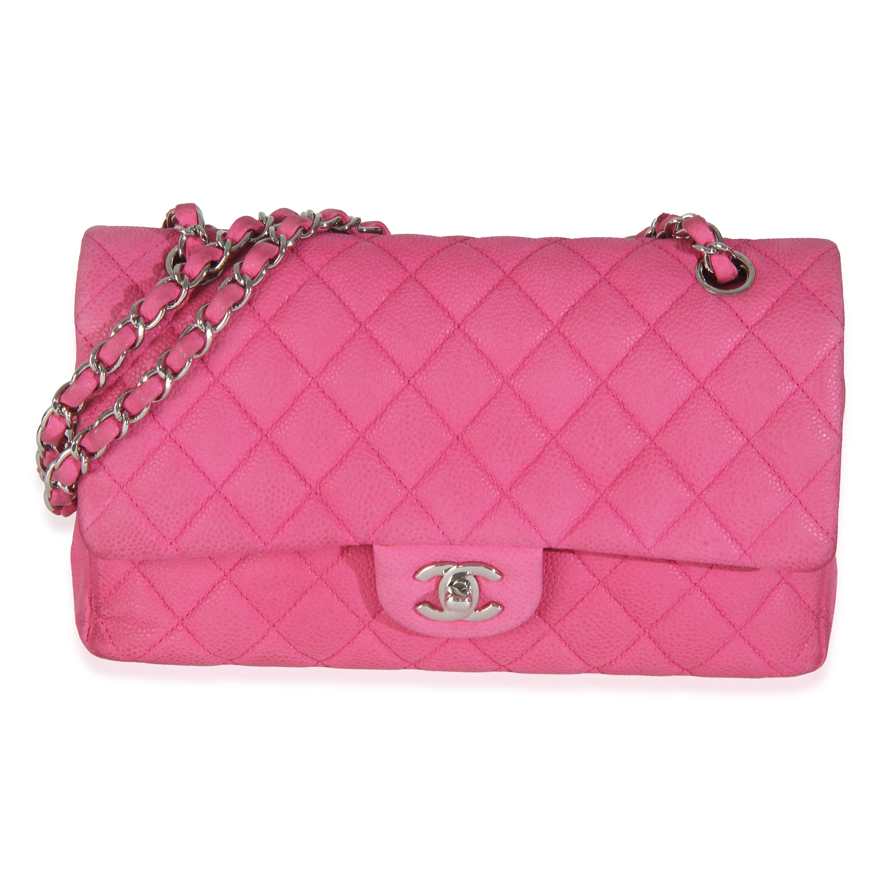 Pink Quilted Matte Caviar Medium Classic Double Flap Bag