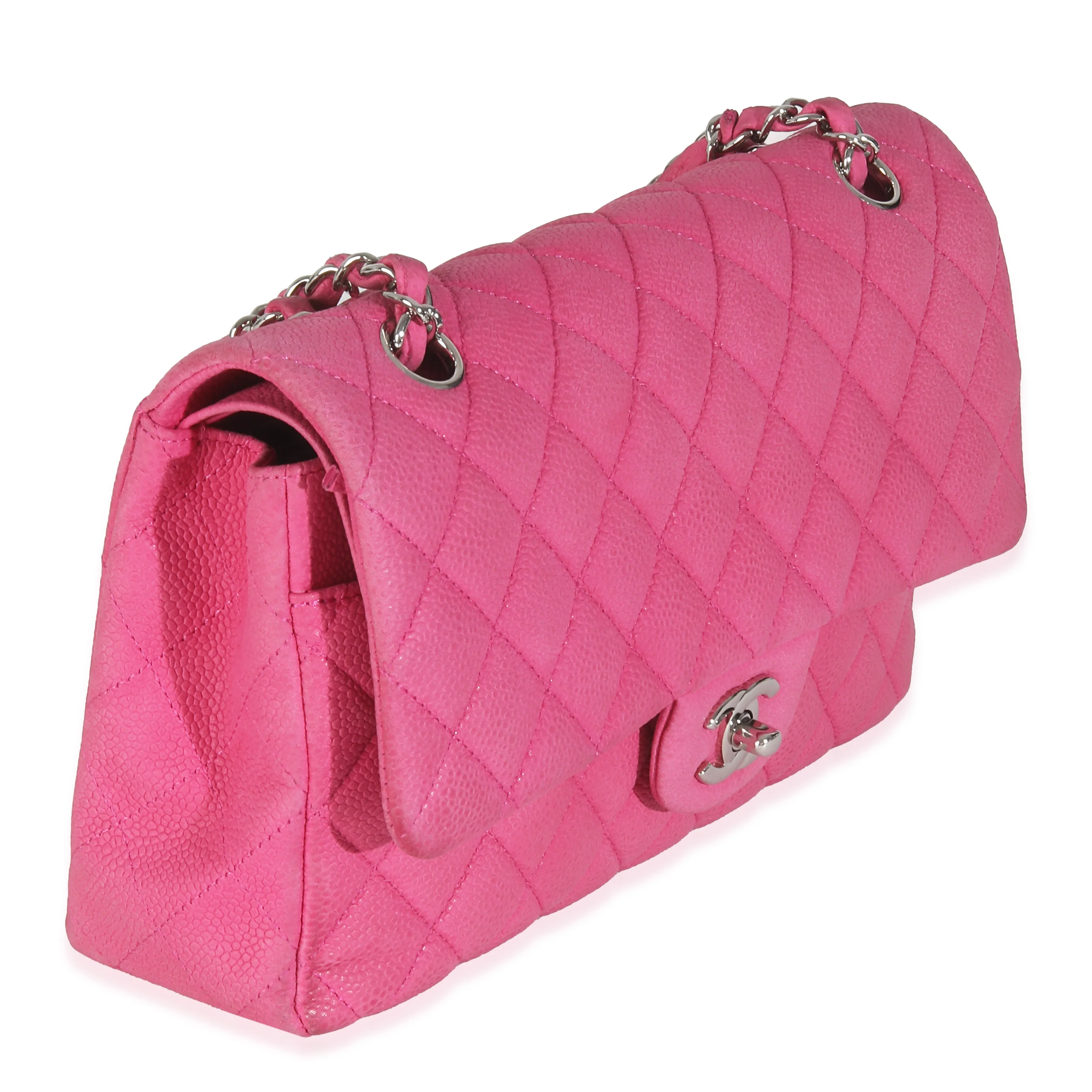 Pink Quilted Matte Caviar Medium Classic Double Flap Bag - Image 3