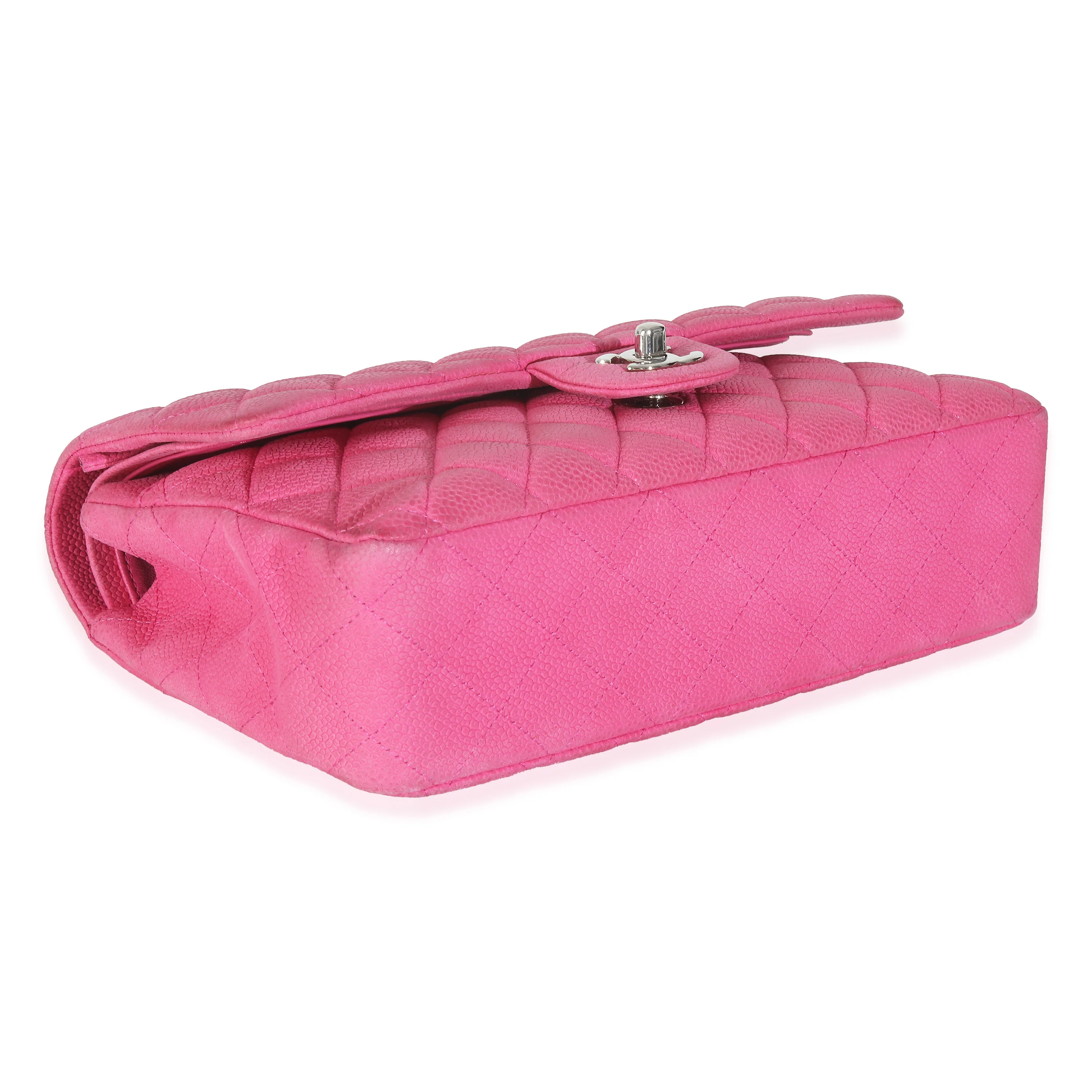 Pink Quilted Matte Caviar Medium Classic Double Flap Bag - Image 6