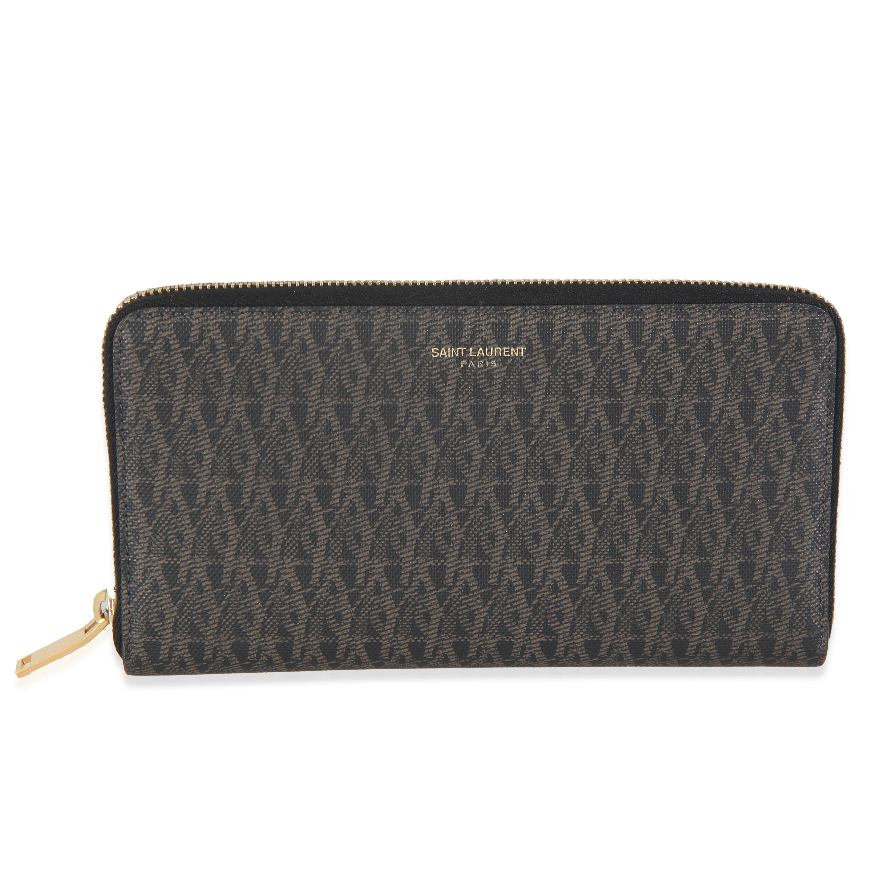 Black Brown Monogram Canvas Classic Zip Around Wallet