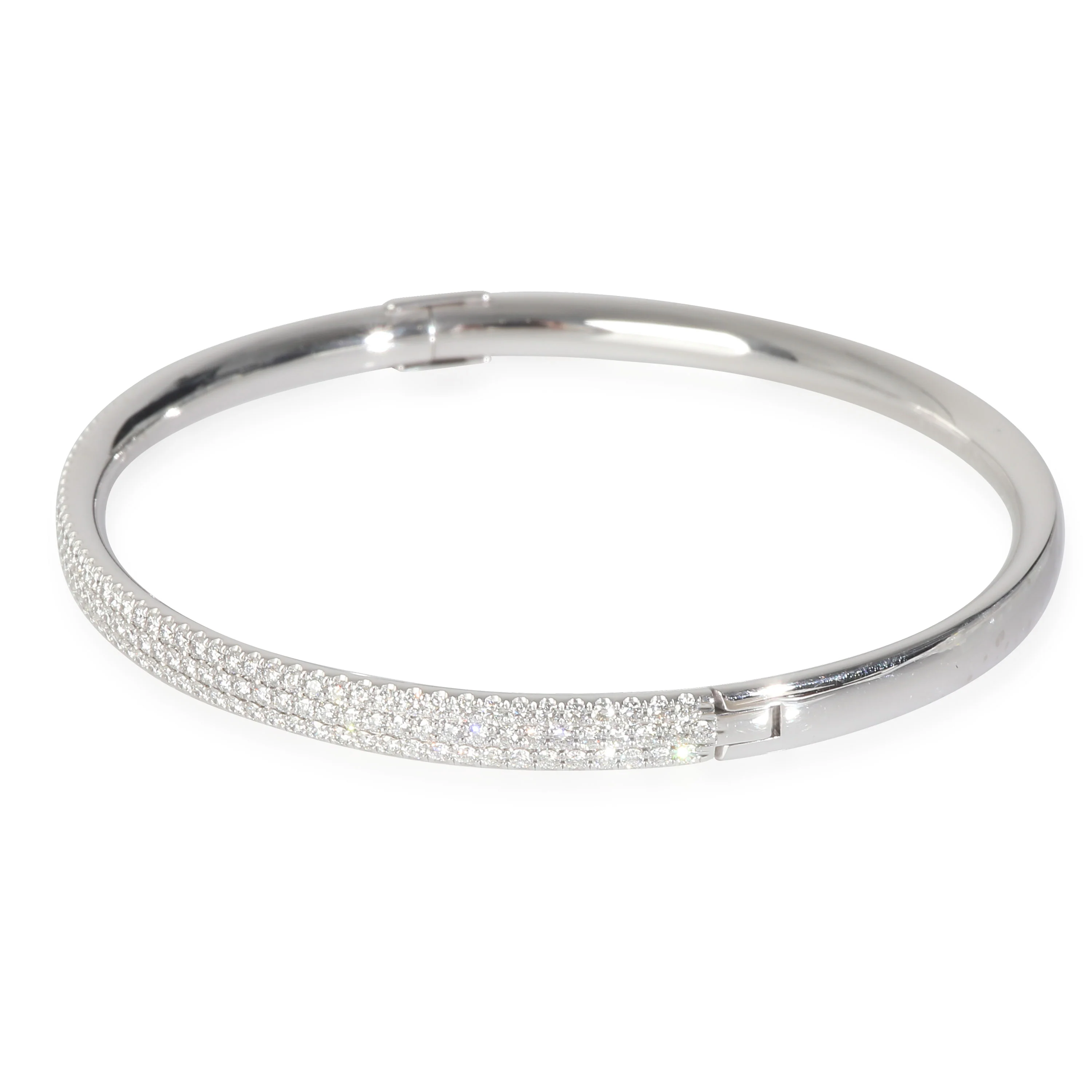 White Gold Diamond 3 Row Metro Bangle Bracelet - Image 2