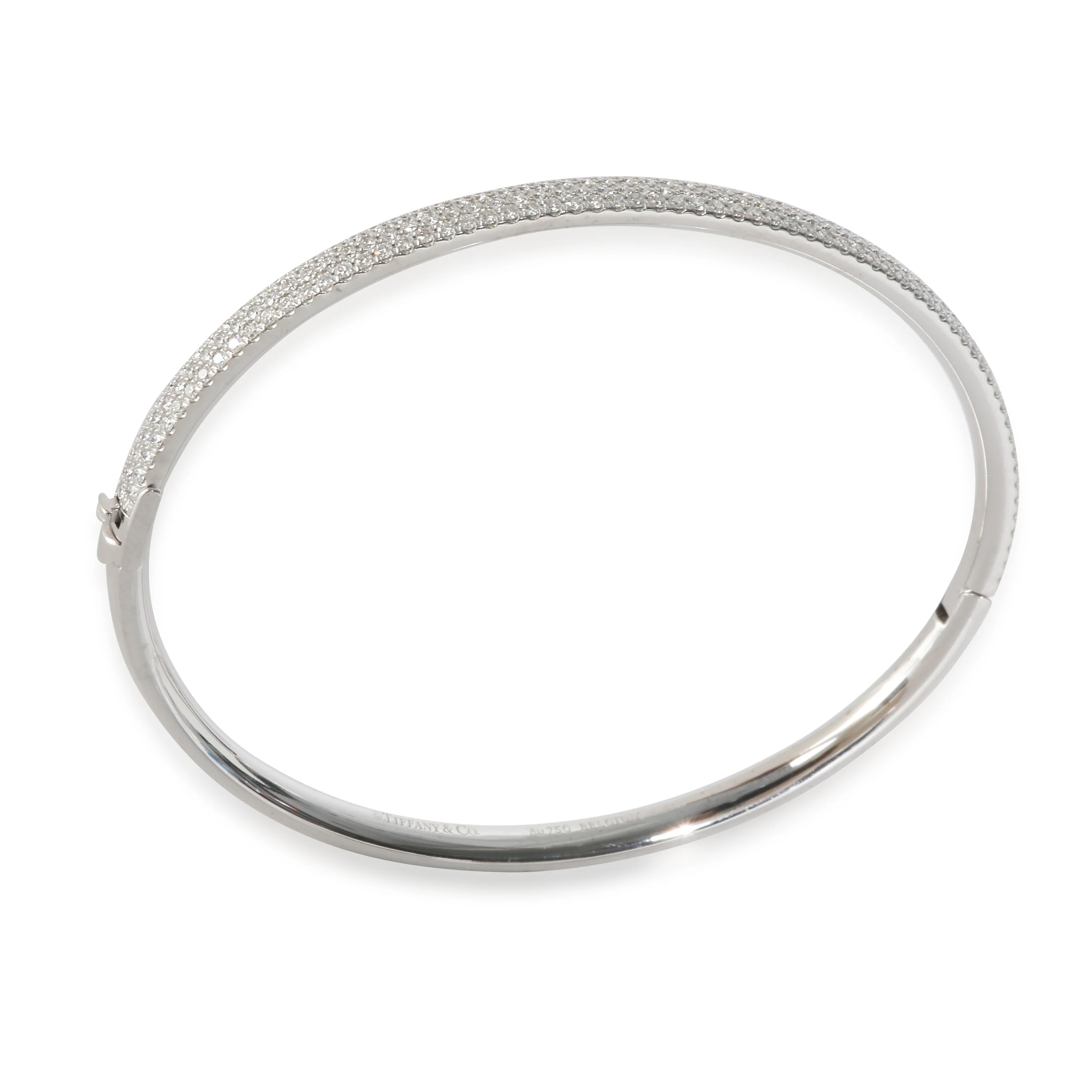 White Gold Diamond 3 Row Metro Bangle Bracelet - Image 3