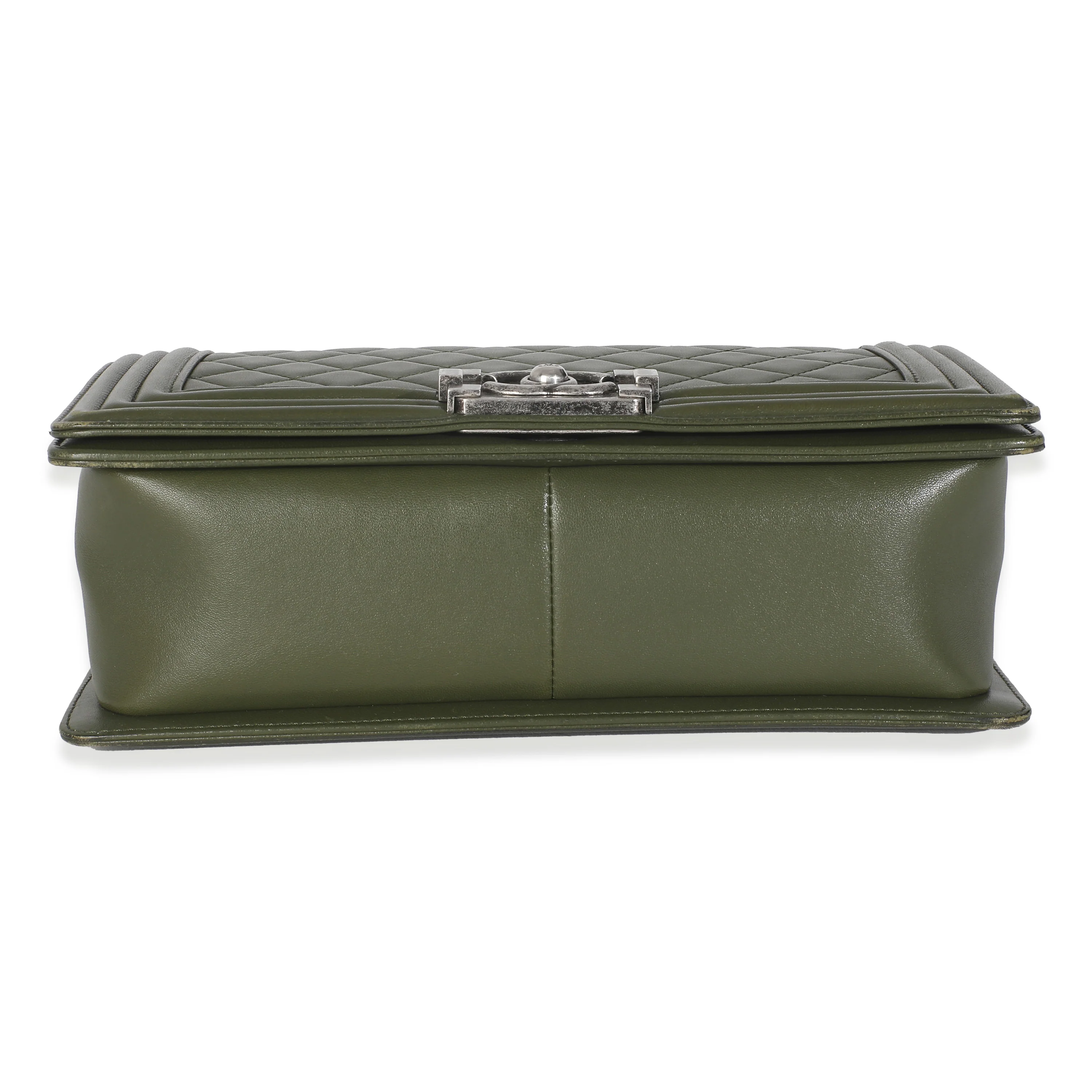 Green Quilted Lambskin Old Medium Boy Bag - Image 5