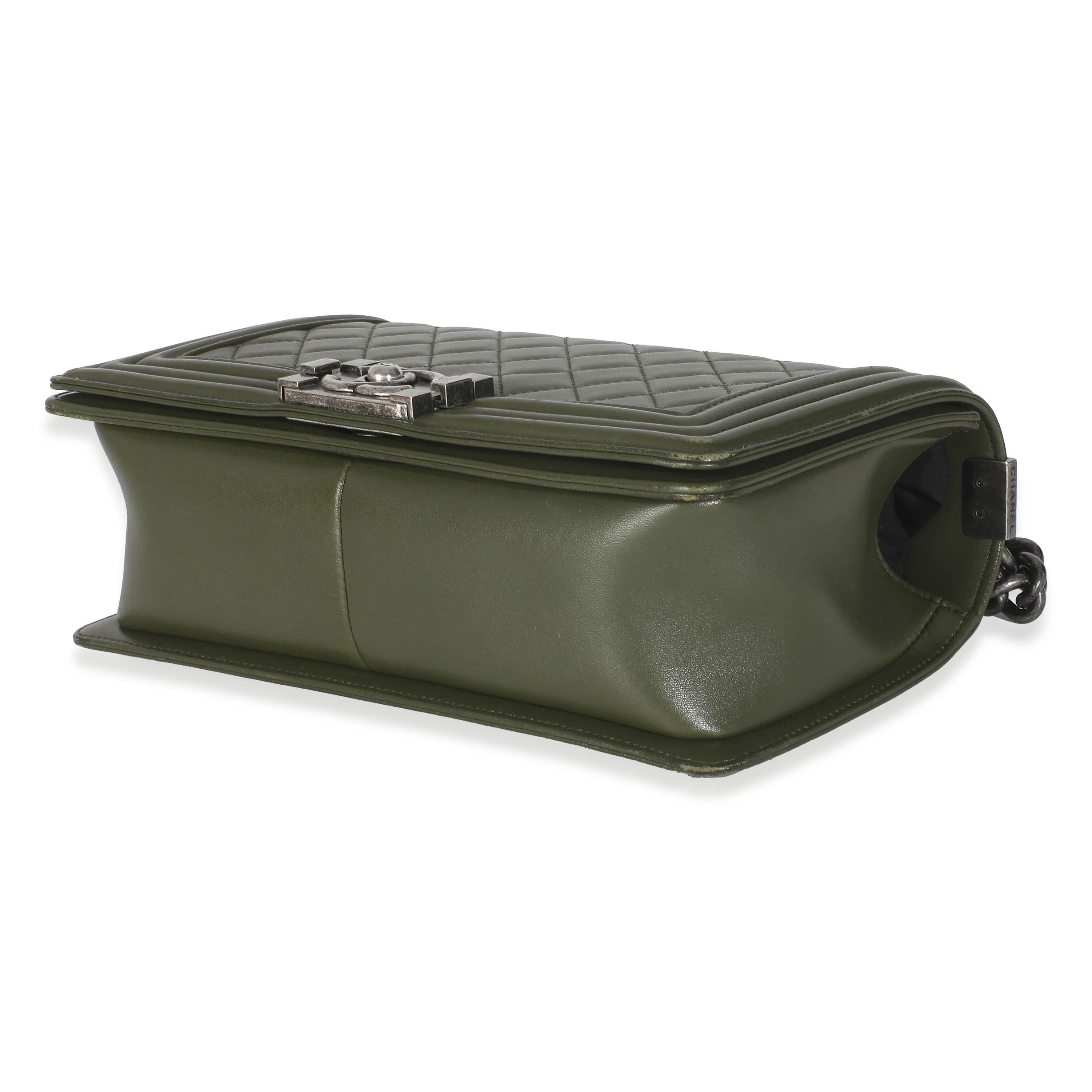 Green Quilted Lambskin Old Medium Boy Bag - Image 7
