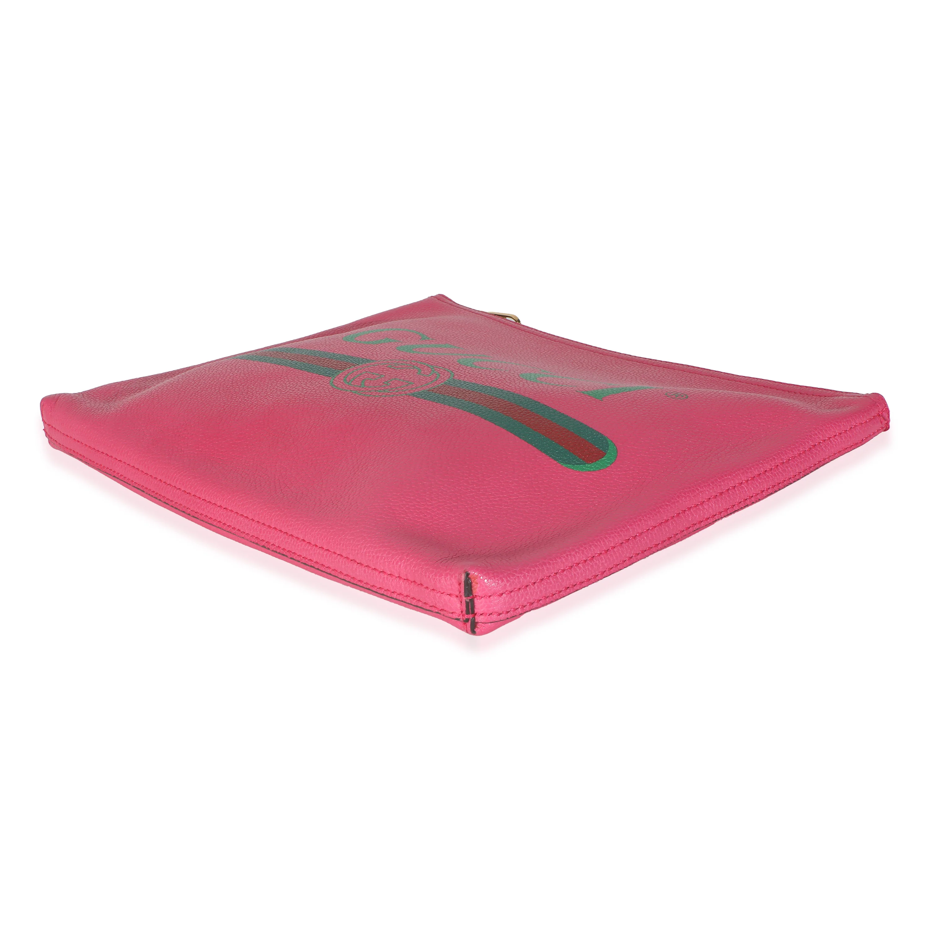 Pink Pebbled Calfskin Medium Logo Portfolio Clutch - Image 6