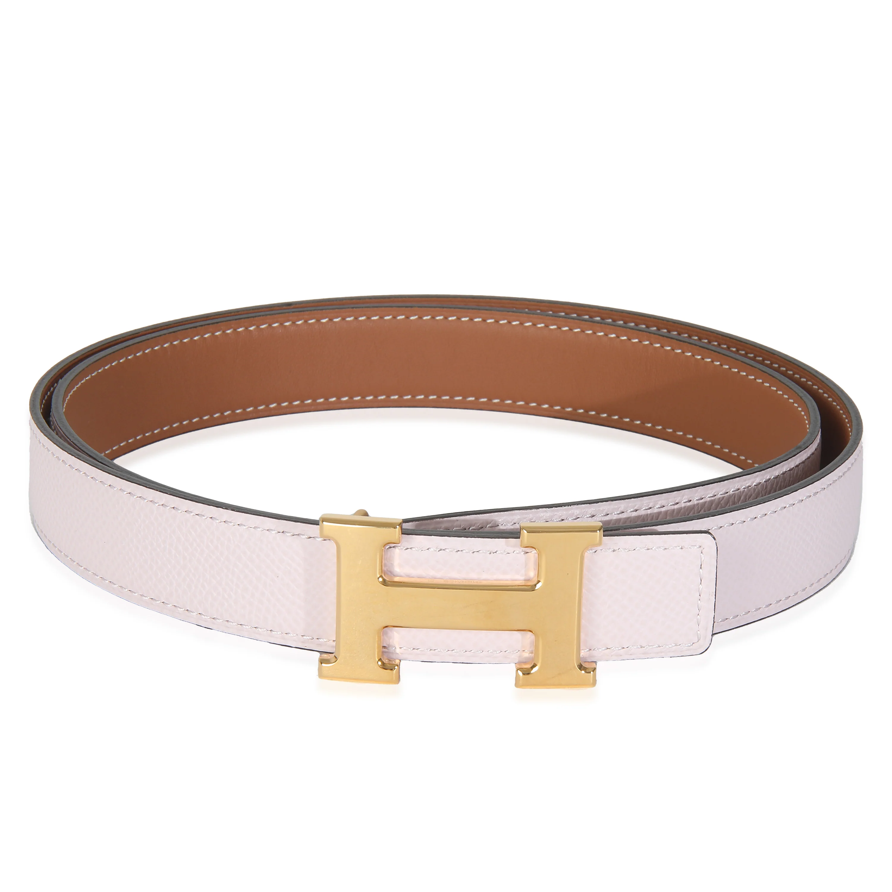 Mauve Pale Epsom Gold Swift Mini Reversible H Belt