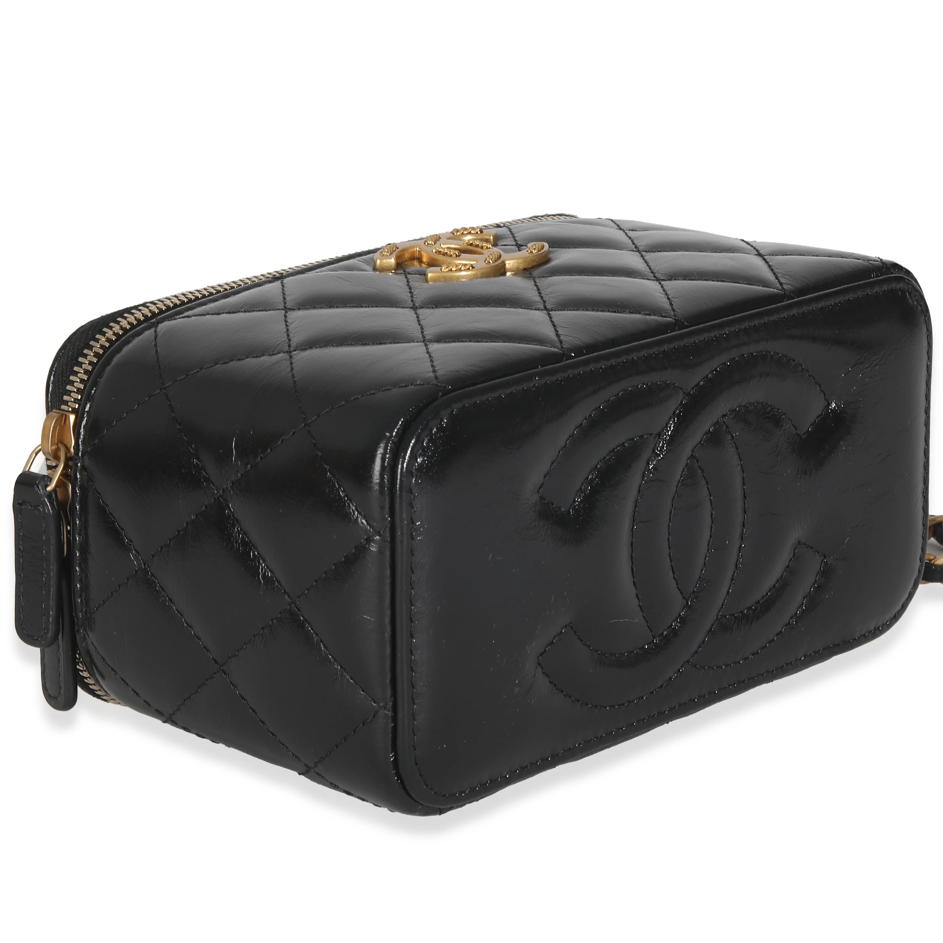 Black Quilted Calfskin Chain CC Vanity - Image 6