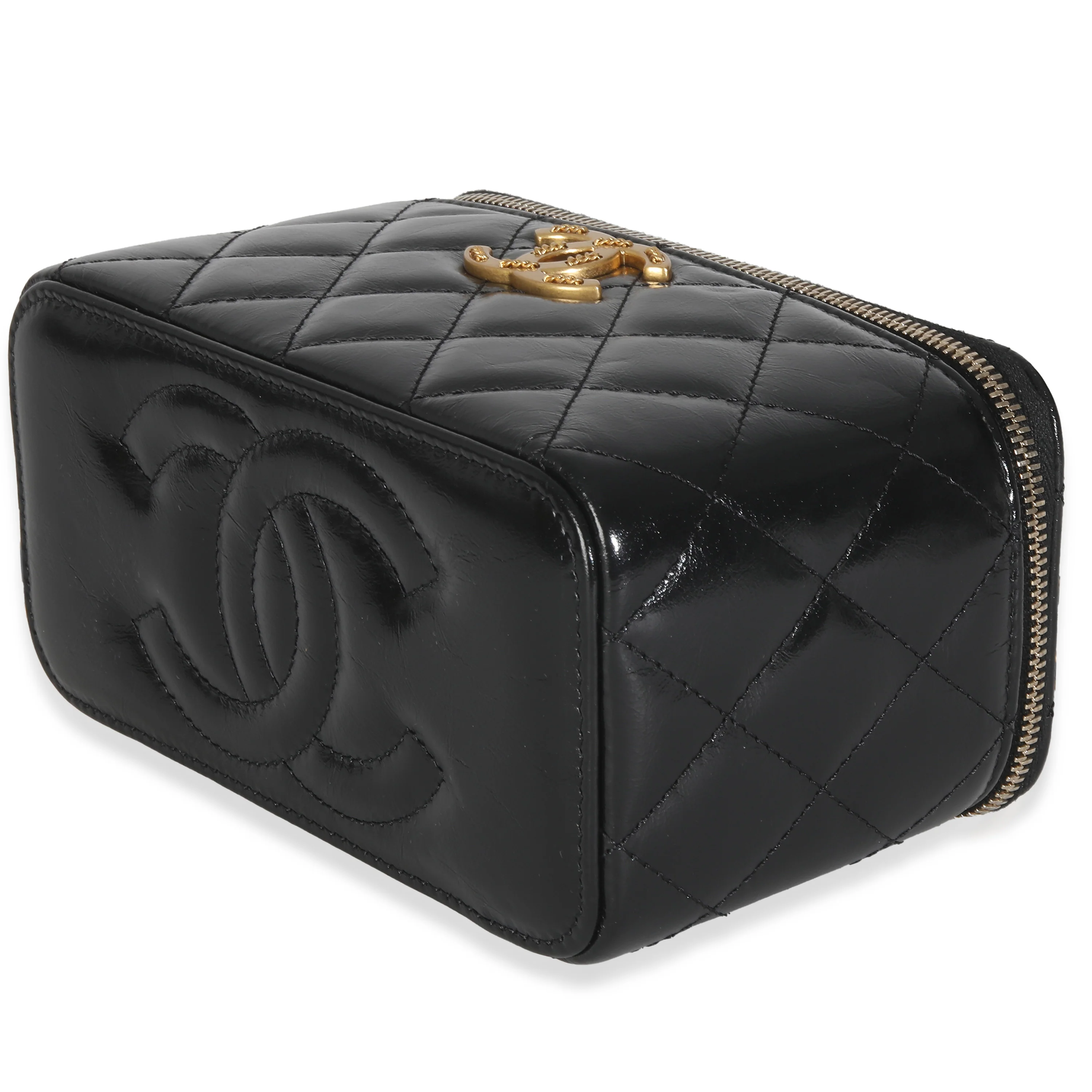 Black Quilted Calfskin Chain CC Vanity - Image 7