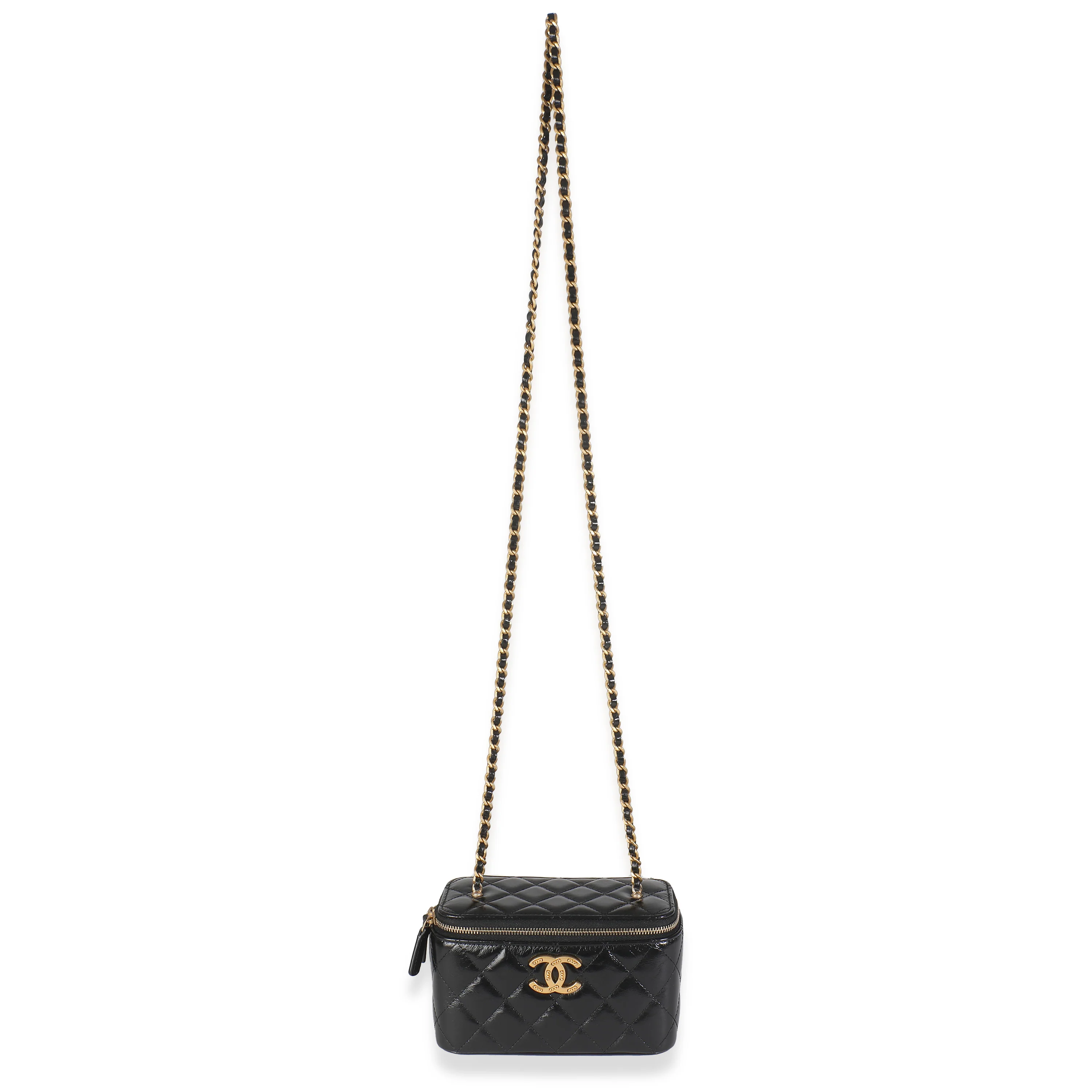 Black Quilted Calfskin Chain CC Vanity - Image 8
