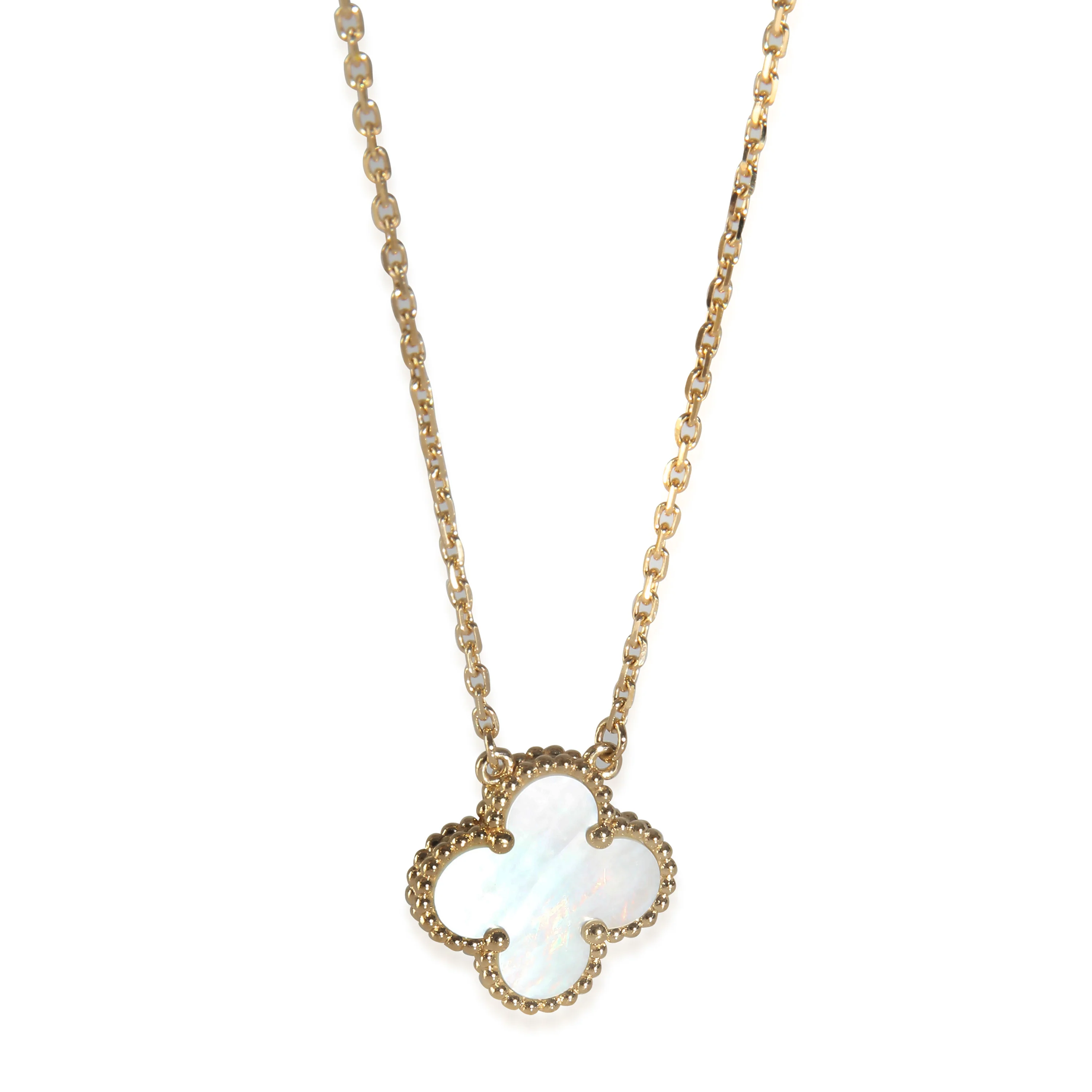 Yellow Gold Mother Of Pearl Vintage Alhambra Pendant