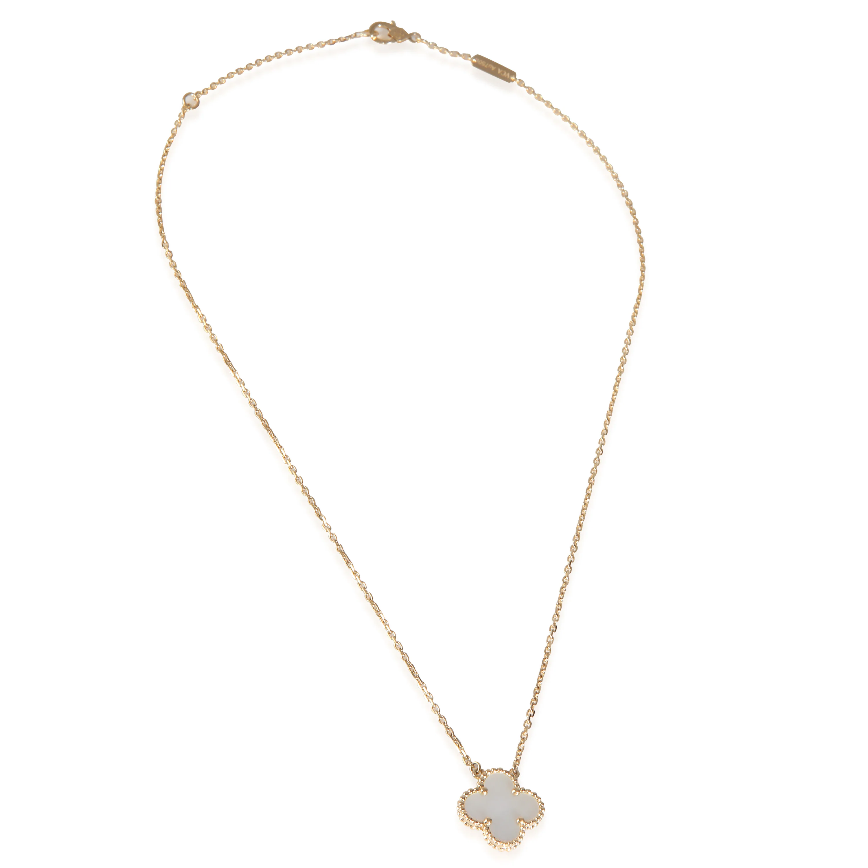 Yellow Gold Mother Of Pearl Vintage Alhambra Pendant - Image 2