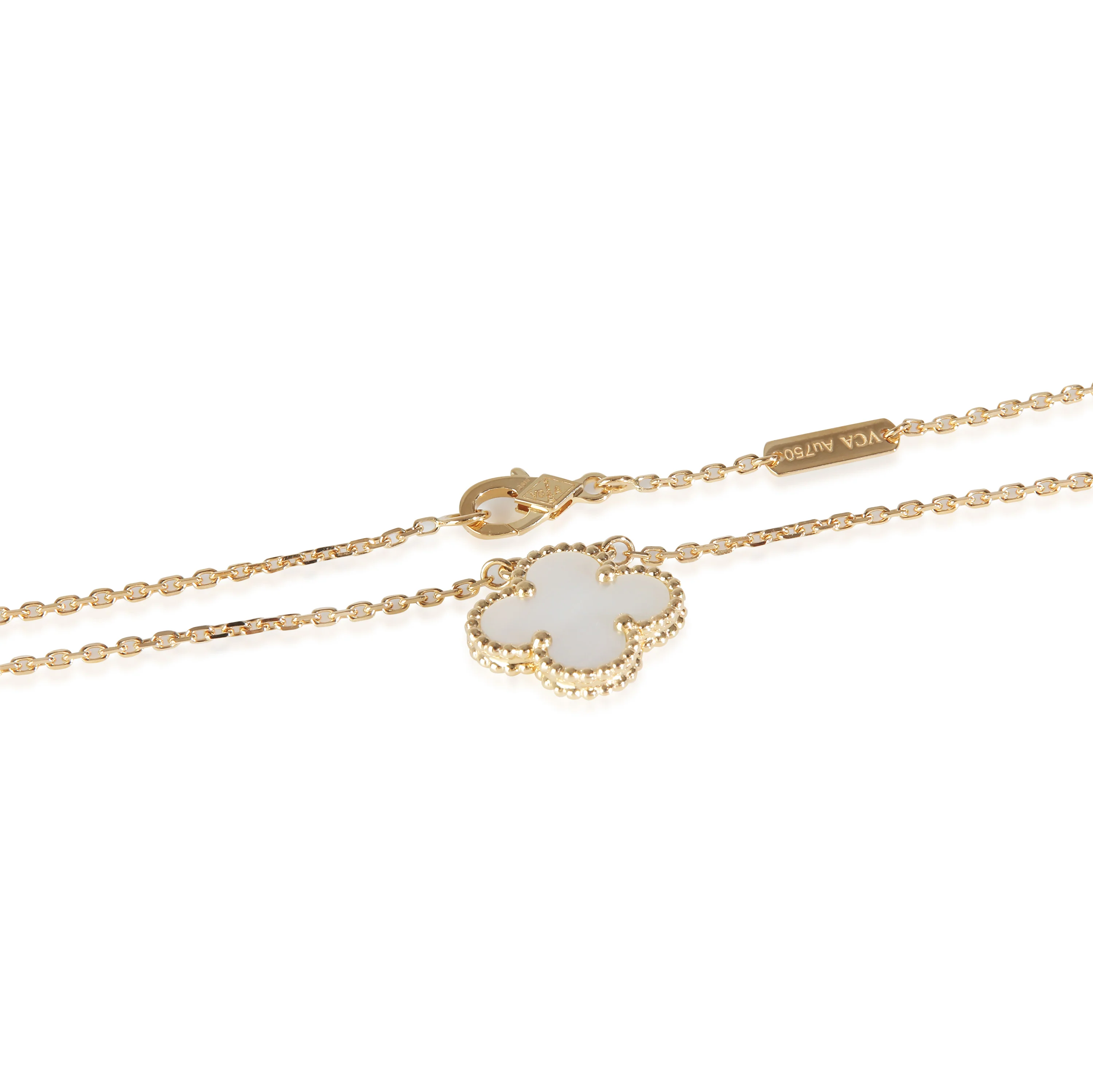 Yellow Gold Mother Of Pearl Vintage Alhambra Pendant - Image 3