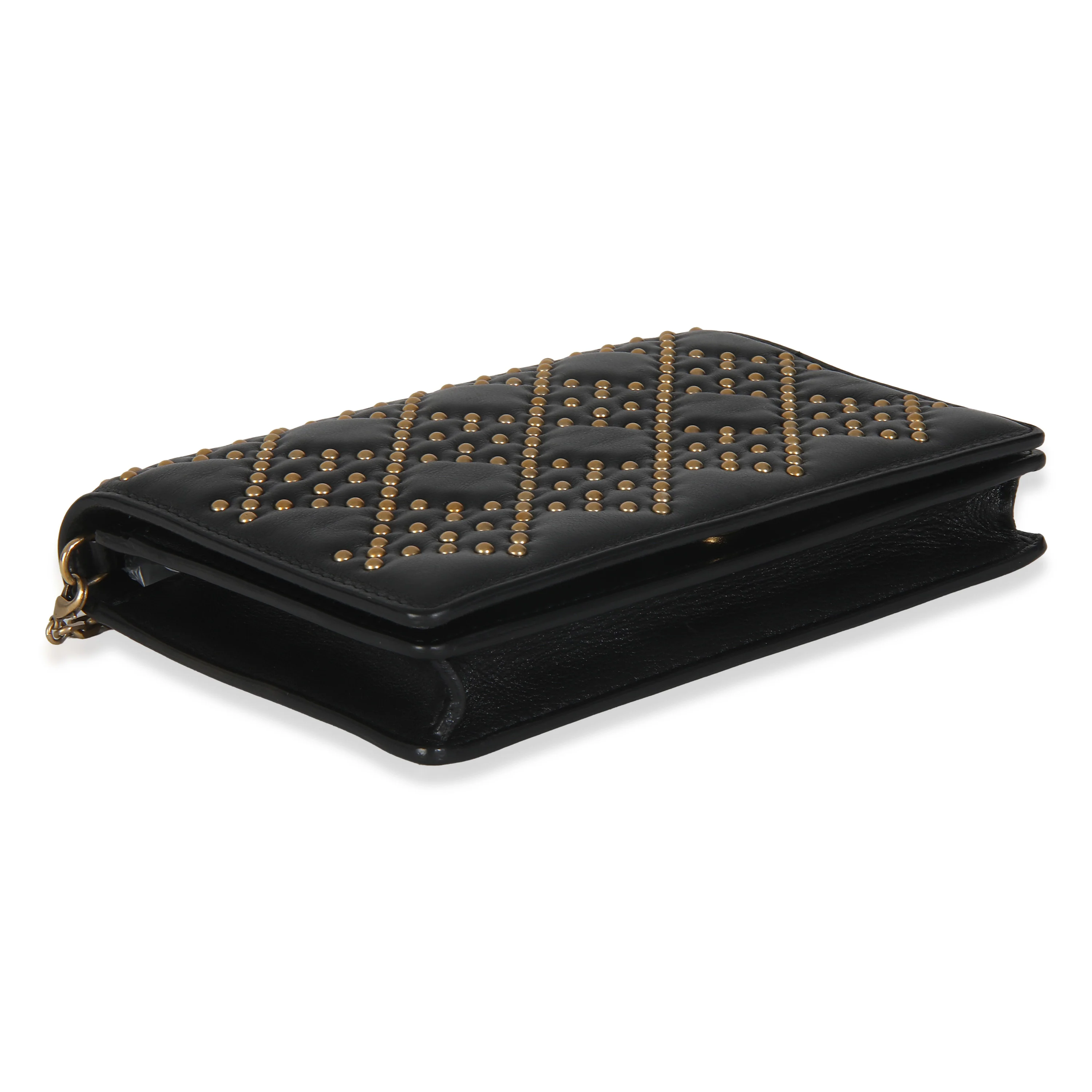 Black Studded Lady Dior Wallet On Chain - Image 5
