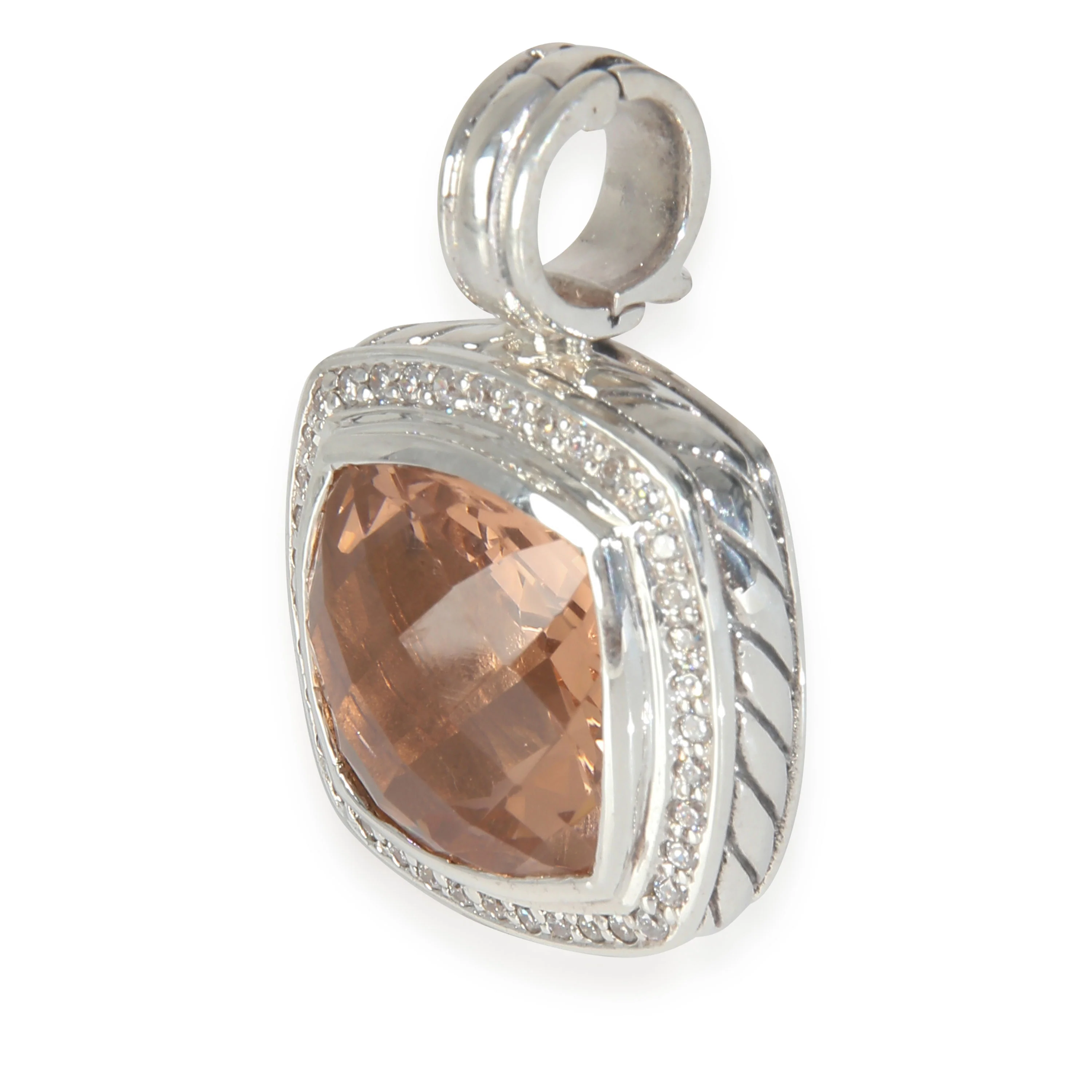 Sterling Silver Morganite and Diamond Albion Pendant - Image 2