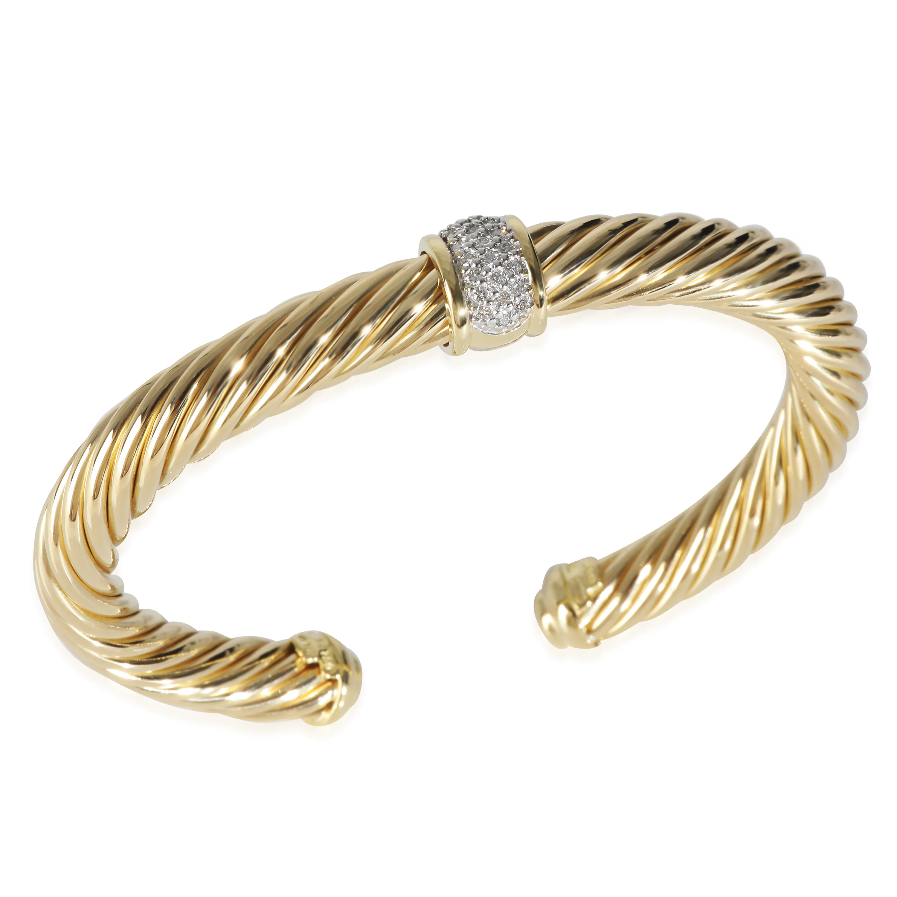 Yellow Gold Diamond Cable Classic Center Station Bracelet - Image 3