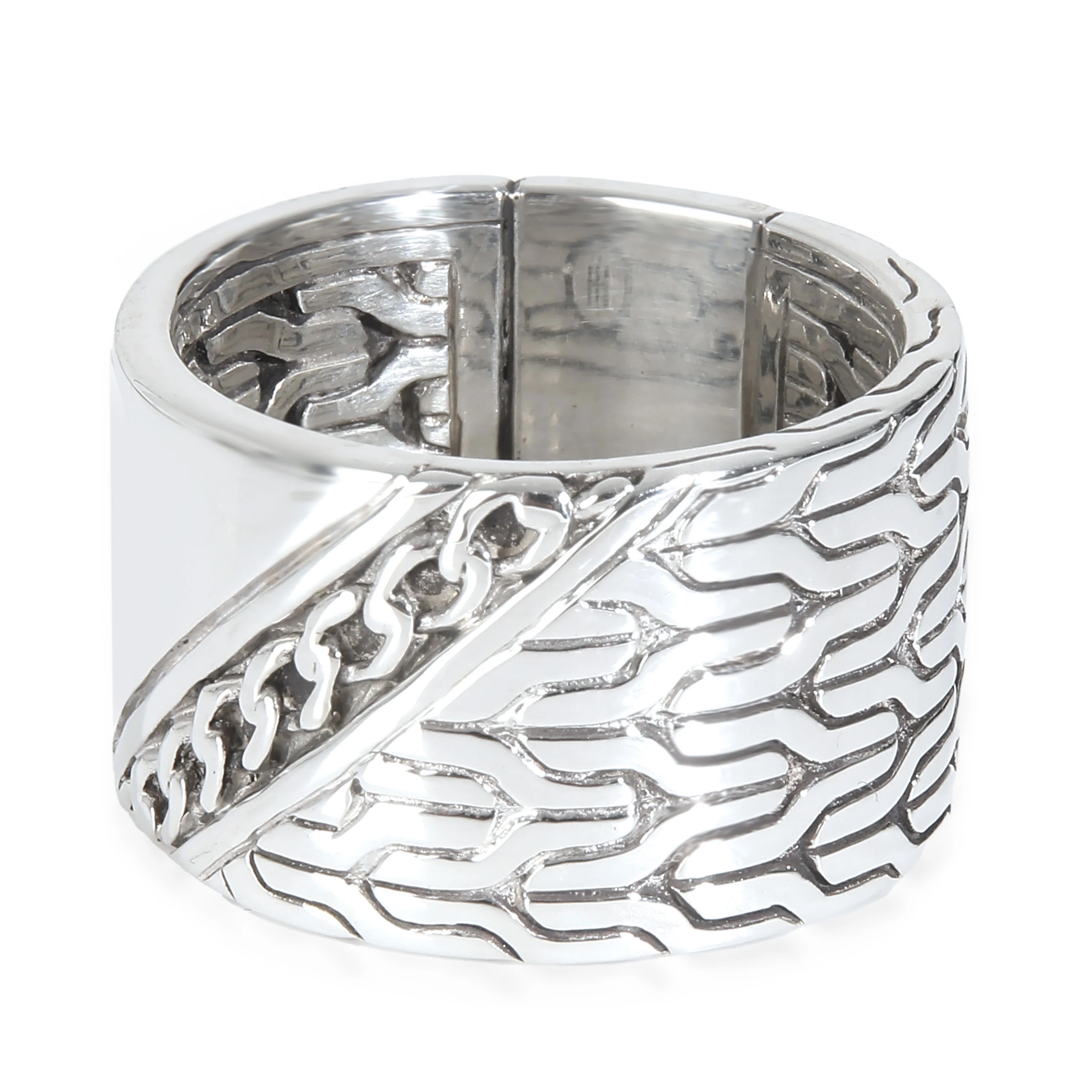 Sterling Silver Carved Chain Band