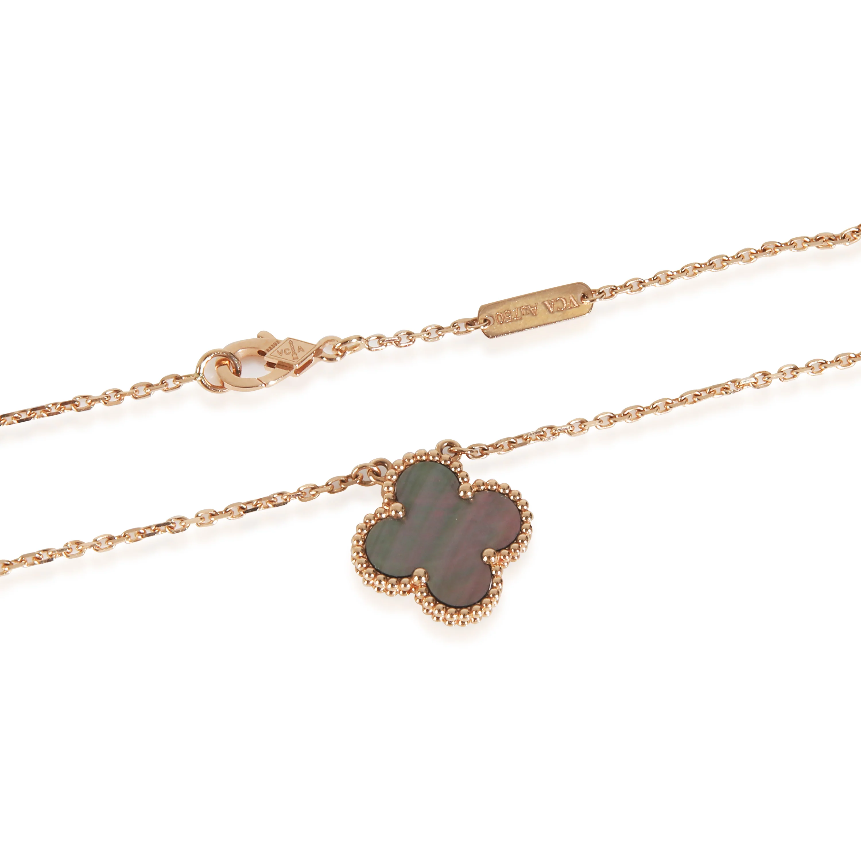 Rose Gold Mother Of Pearl Vintage Alhambra Pendant - Image 3
