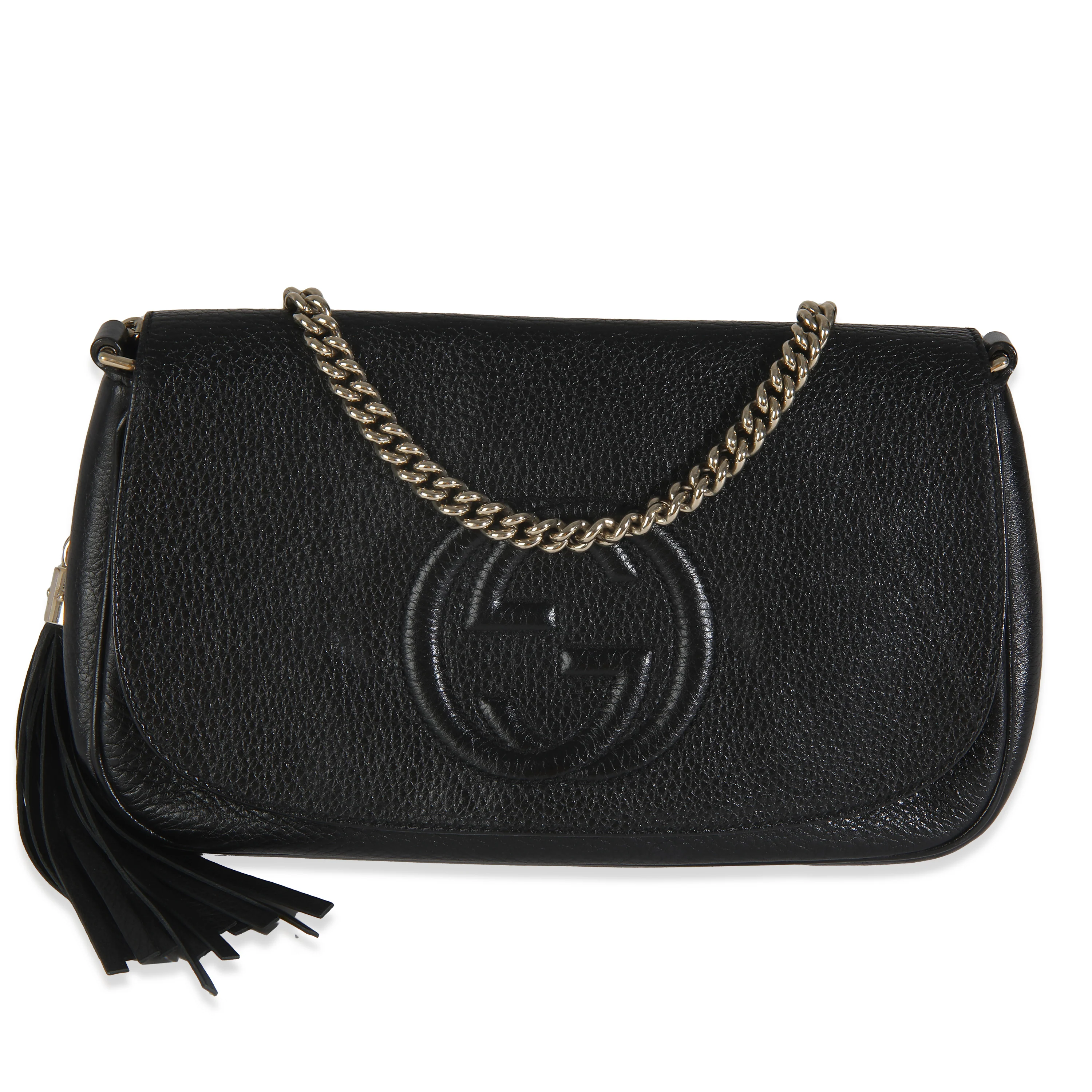 Black Pebbled Calfskin Medium Soho Disco Flap