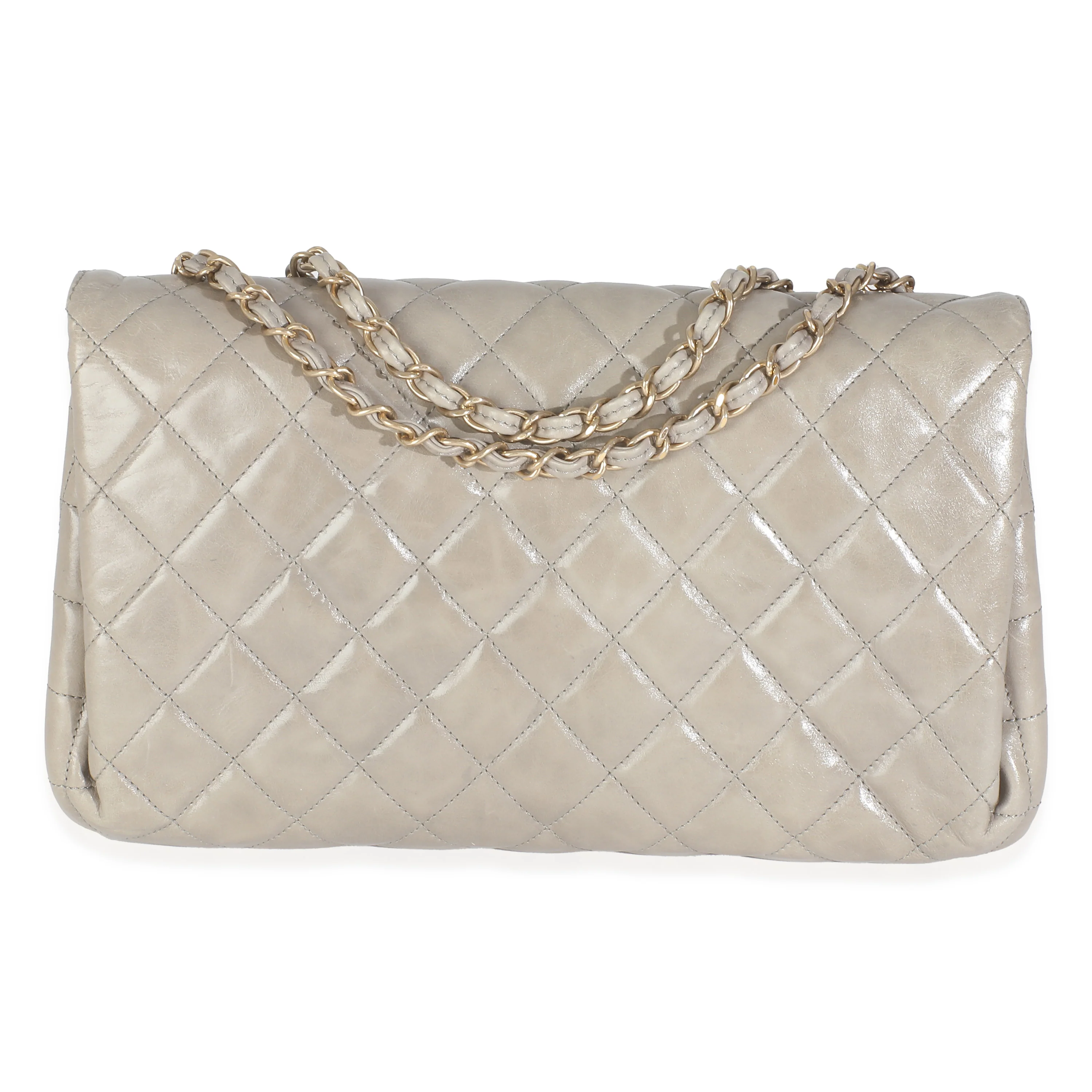 Beige Crackled Calfskin Jumbo 3 Flap - Image 4