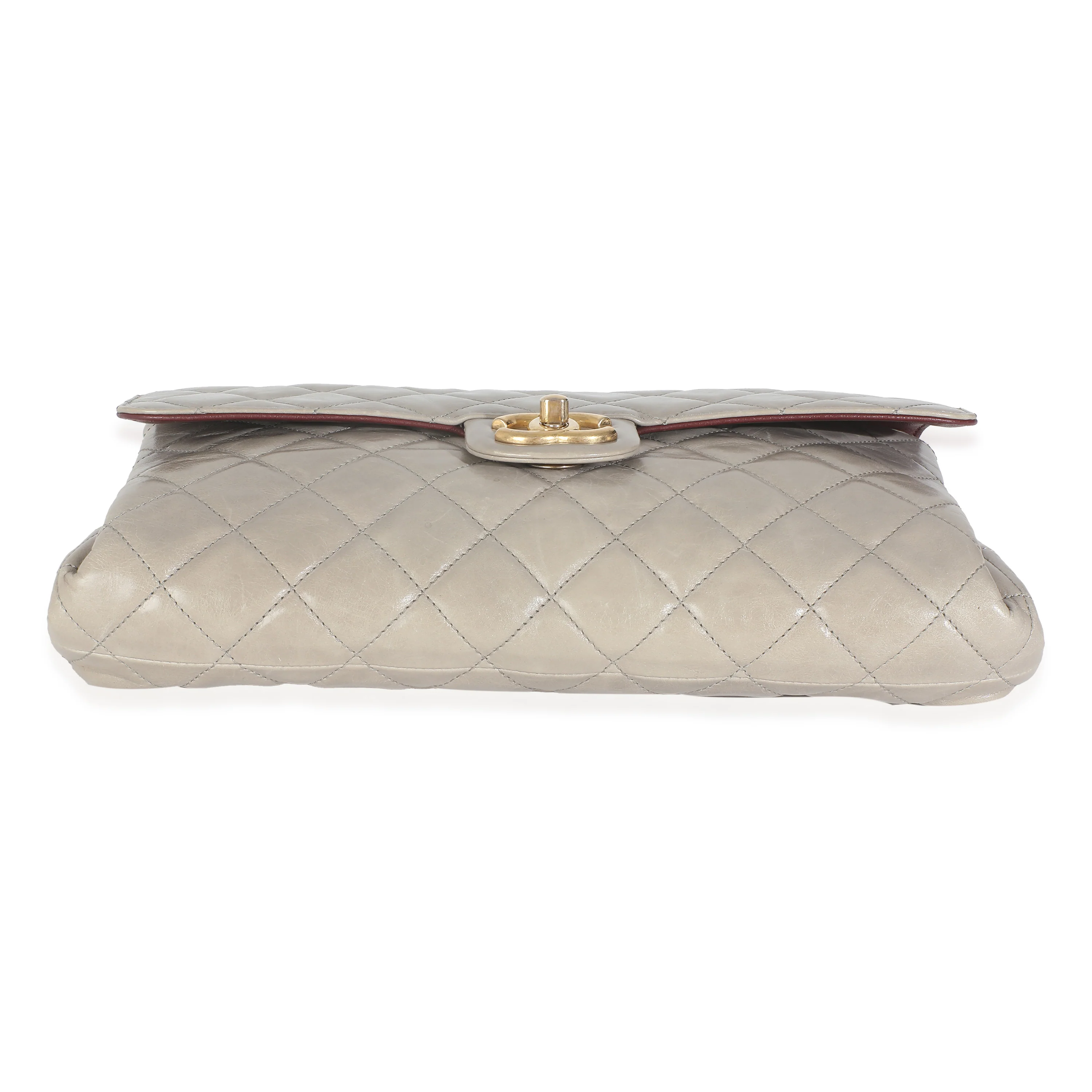 Beige Crackled Calfskin Jumbo 3 Flap - Image 5