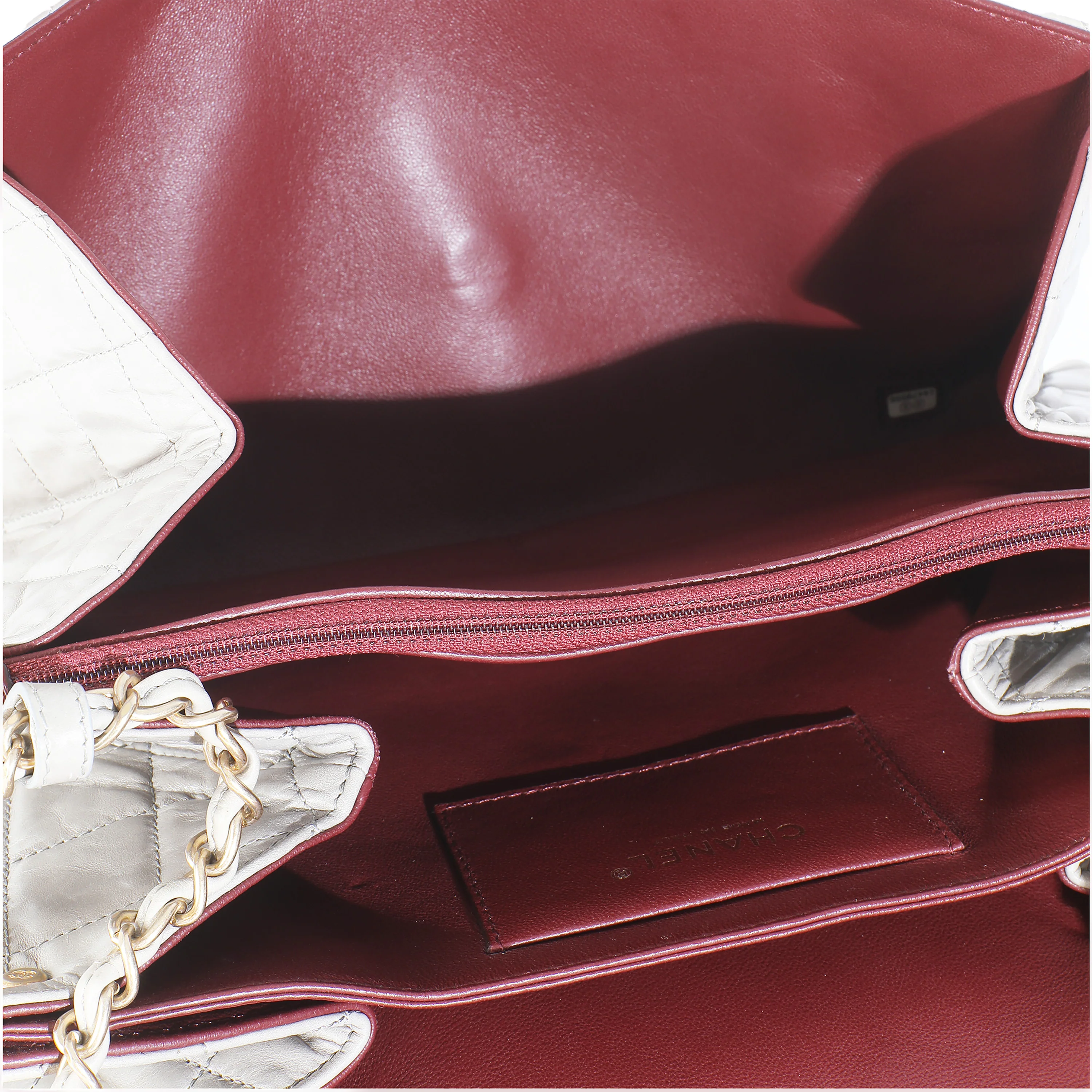 Beige Crackled Calfskin Jumbo 3 Flap - Image 8