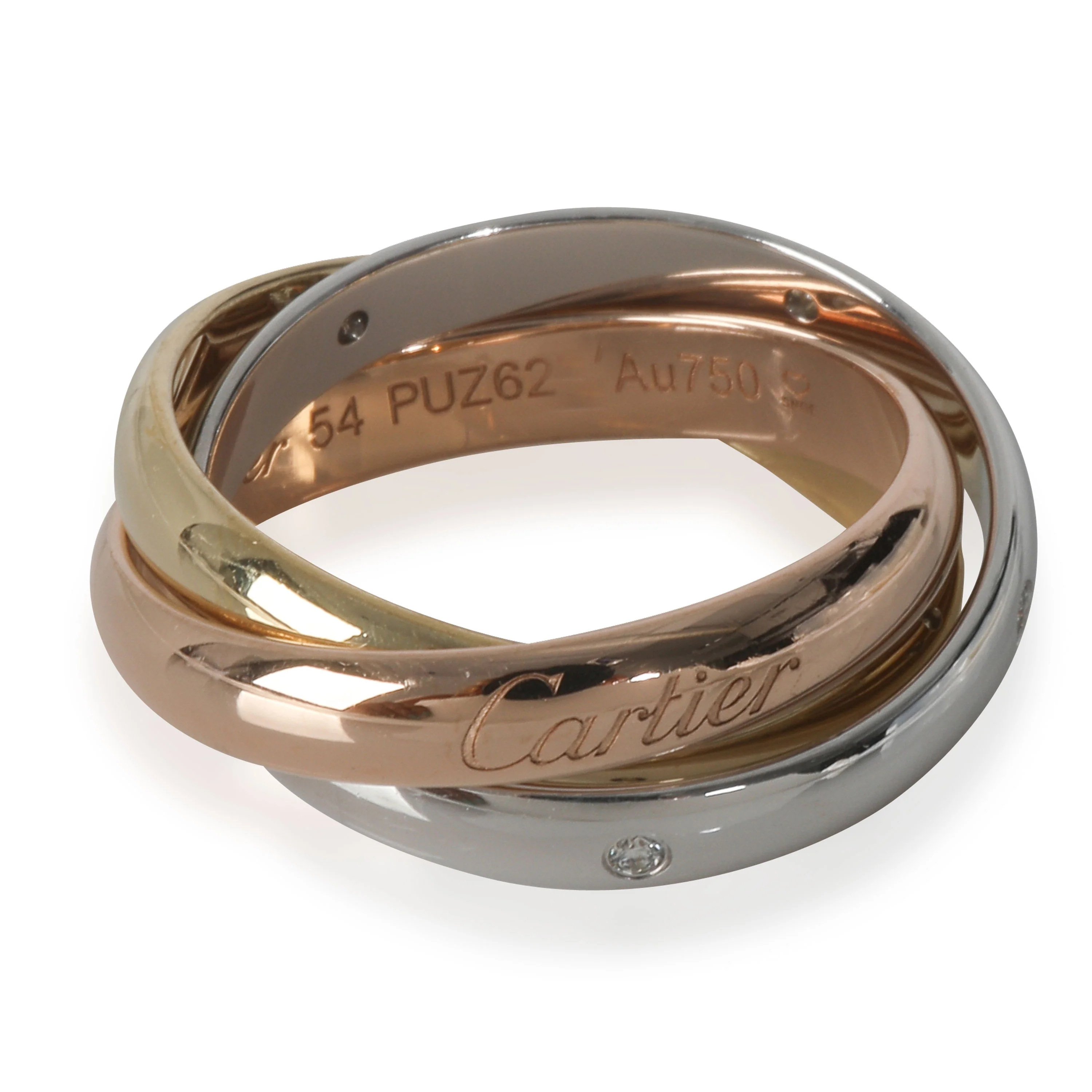 3-Tone Gold Diamond 5 Diamond Trinity Ring - Image 3