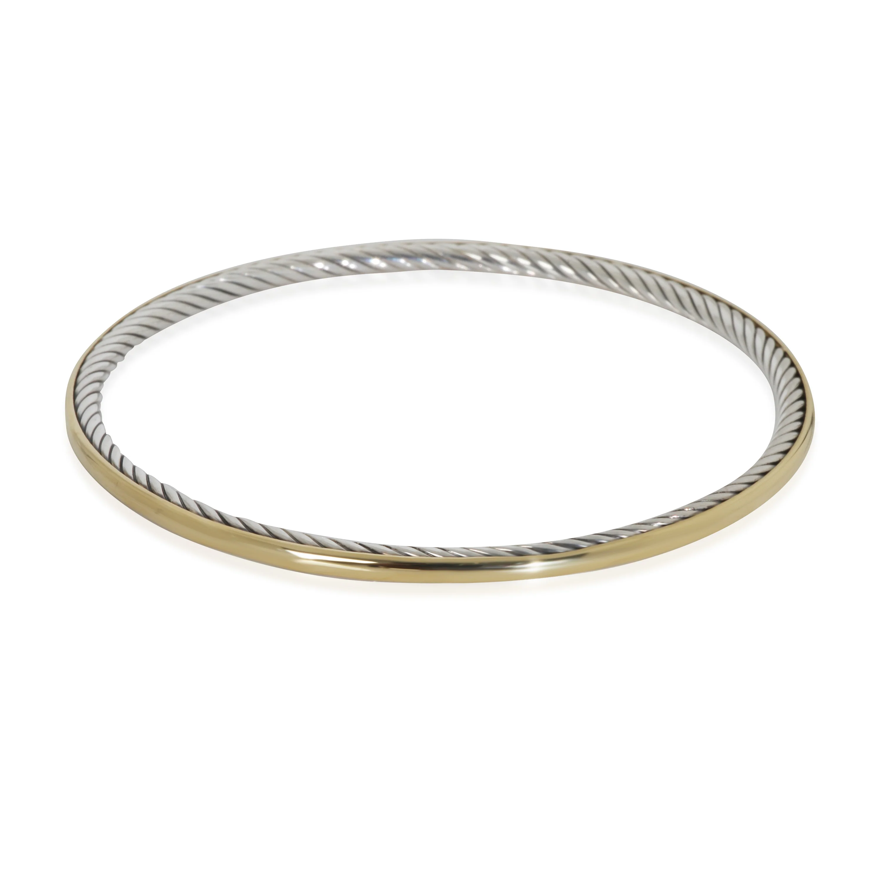 Yellow Gold & Sterling Silver  Cable Slip On Bracelet