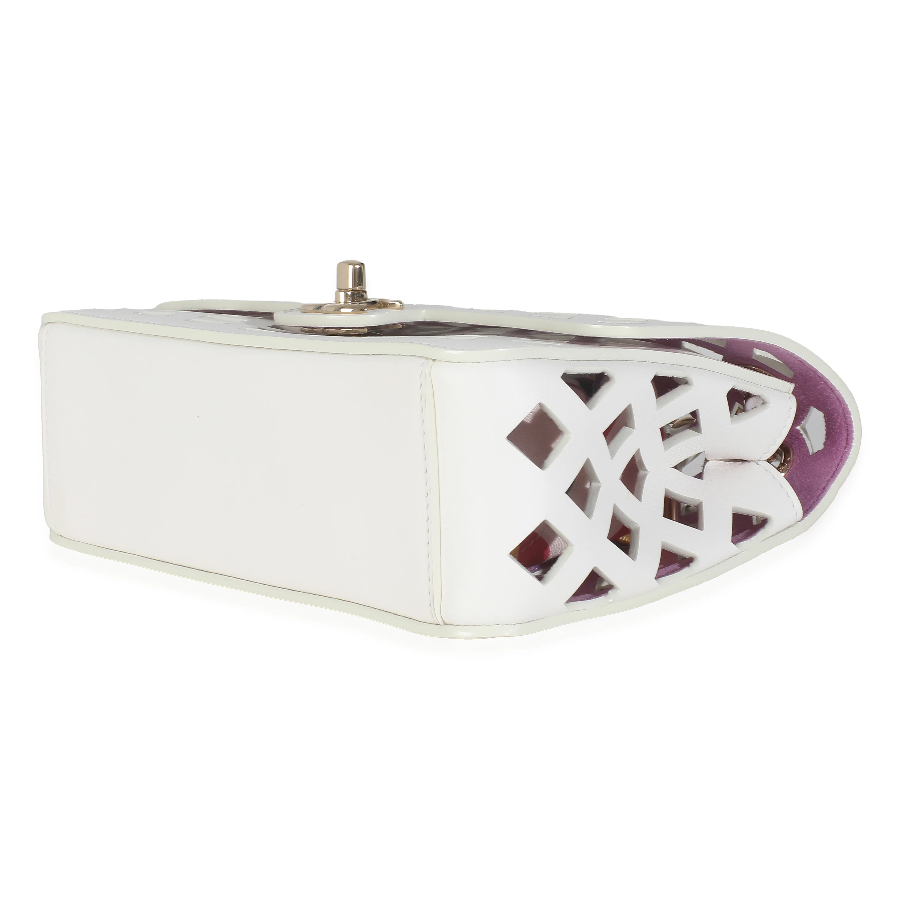 White Lambskin Small See Through Flap Bag - Image 6