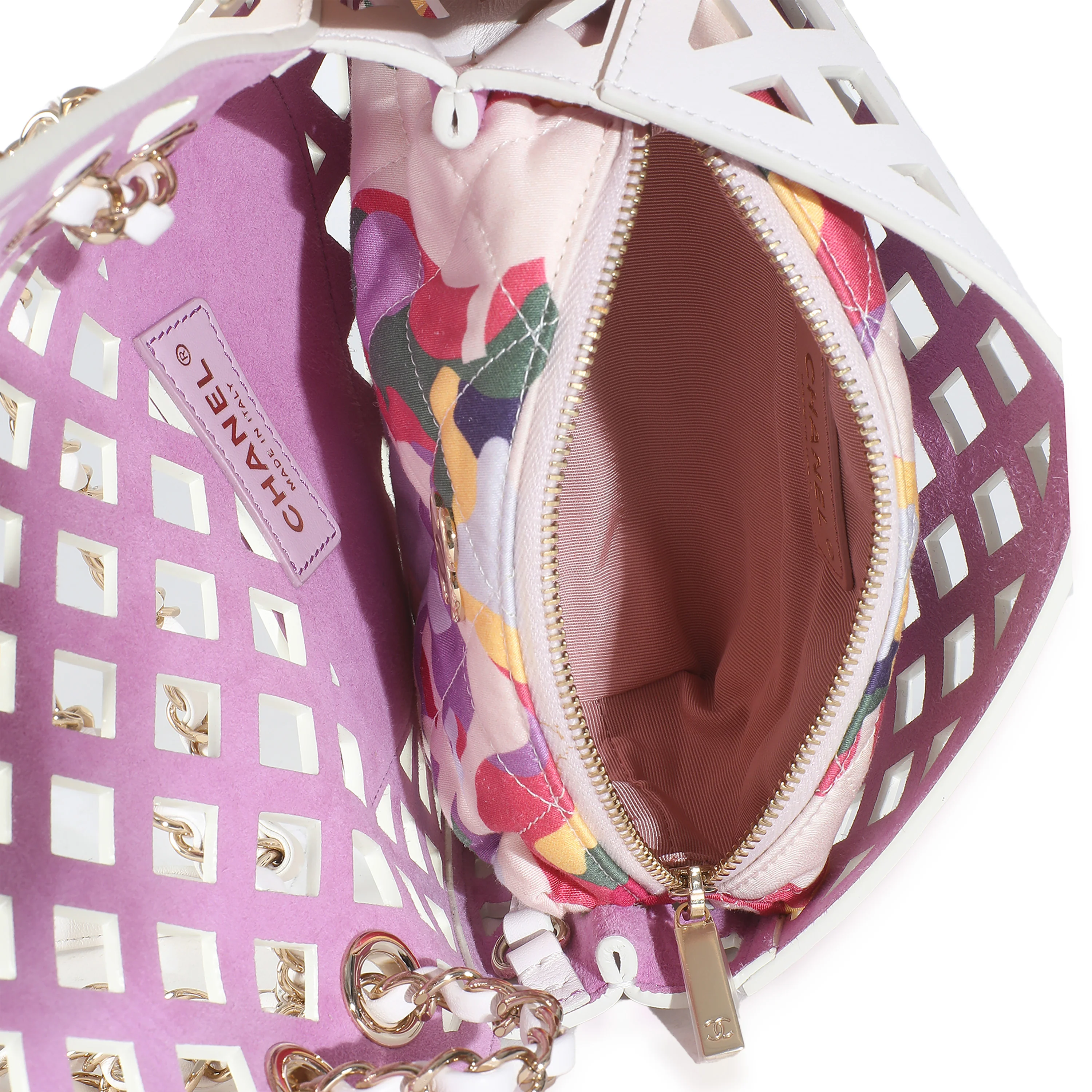 White Lambskin Small See Through Flap Bag - Image 7