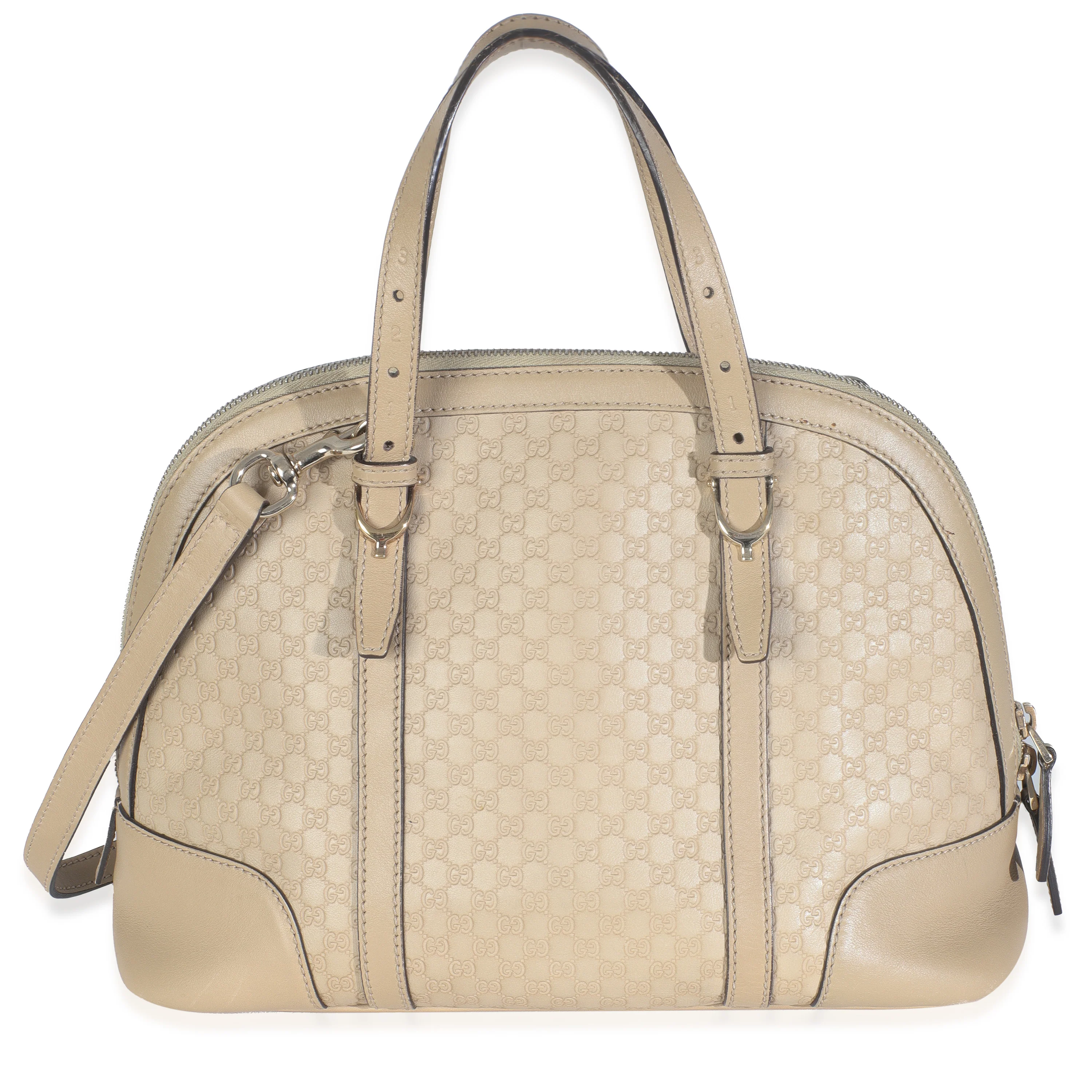 Beige Microguccissima Calfskin Dome Top Handle Bag