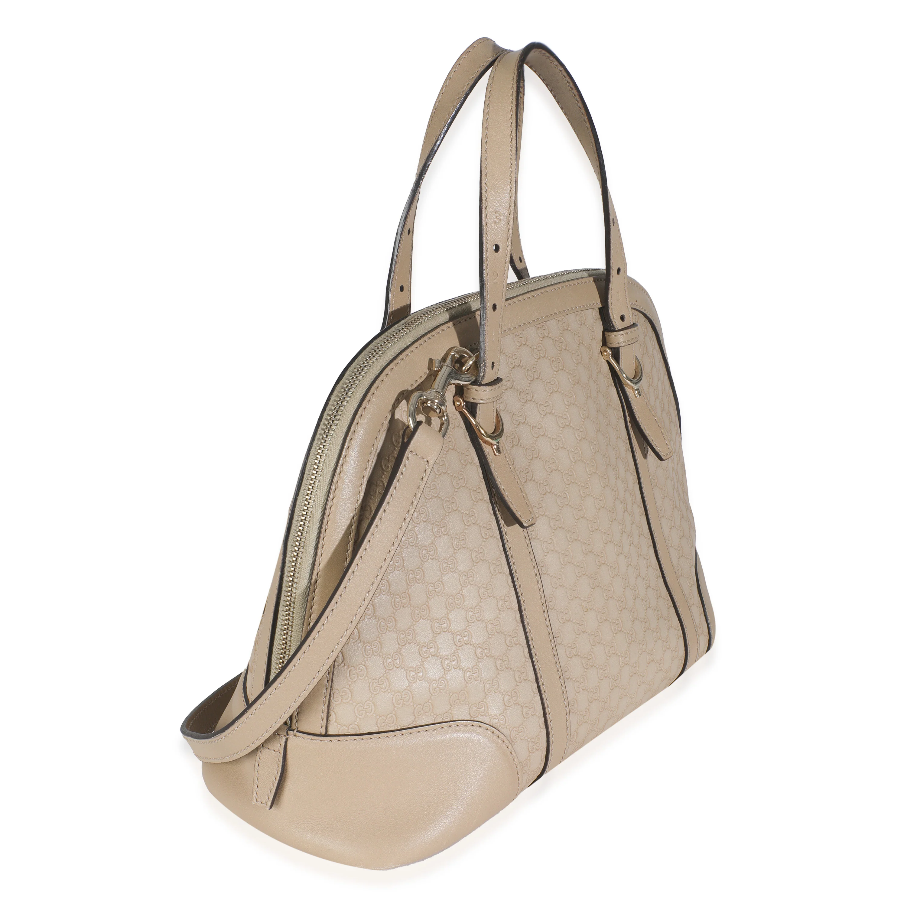 Beige Microguccissima Calfskin Dome Top Handle Bag - Image 3