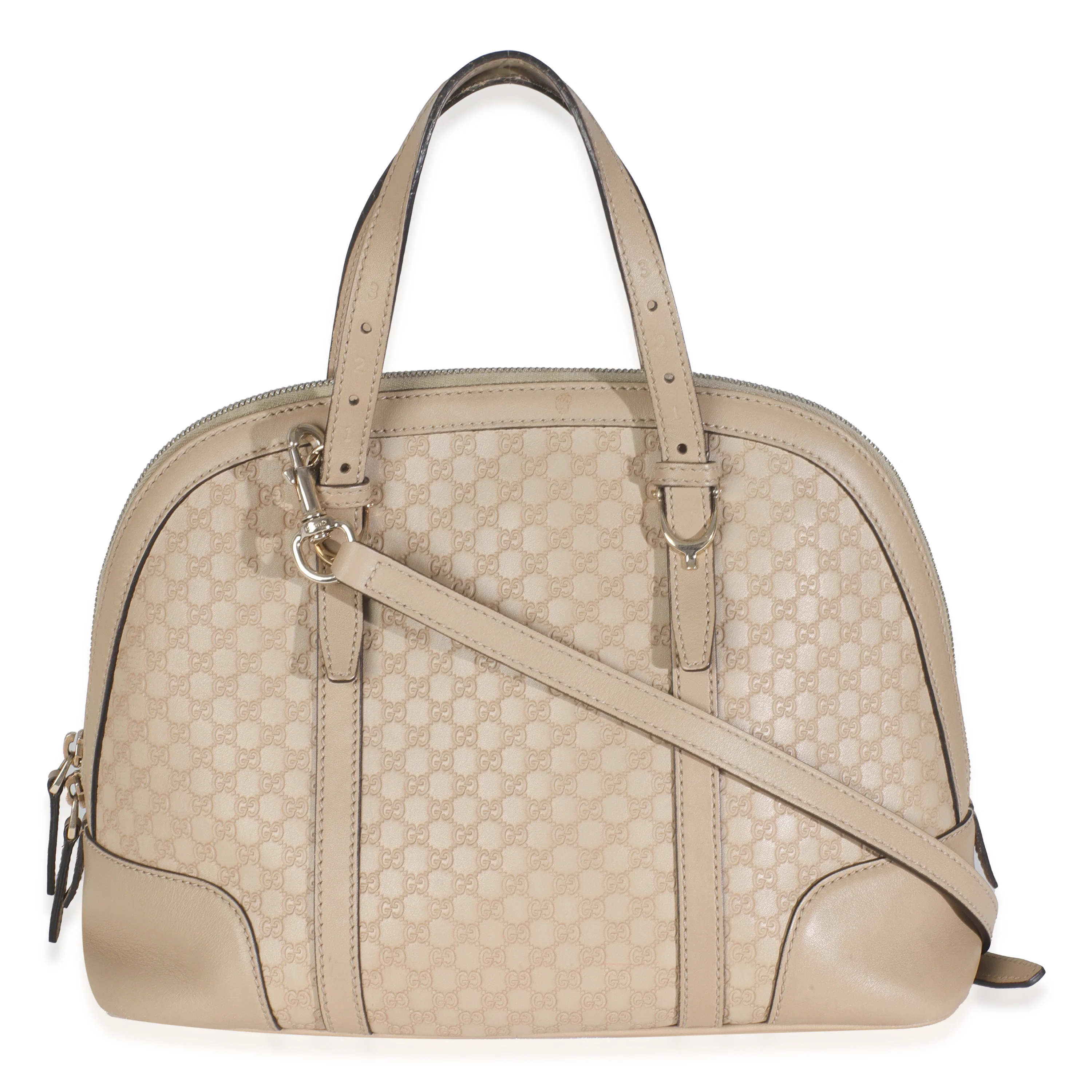 Beige Microguccissima Calfskin Dome Top Handle Bag - Image 4